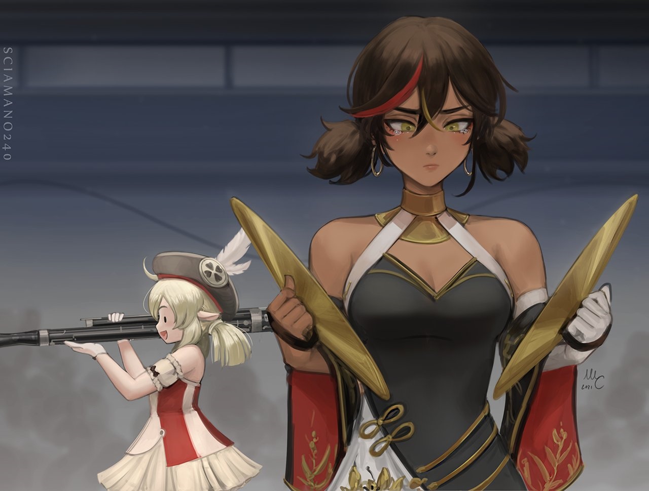 Genshin Impact: Xinyan and Klee HD Wallpaper