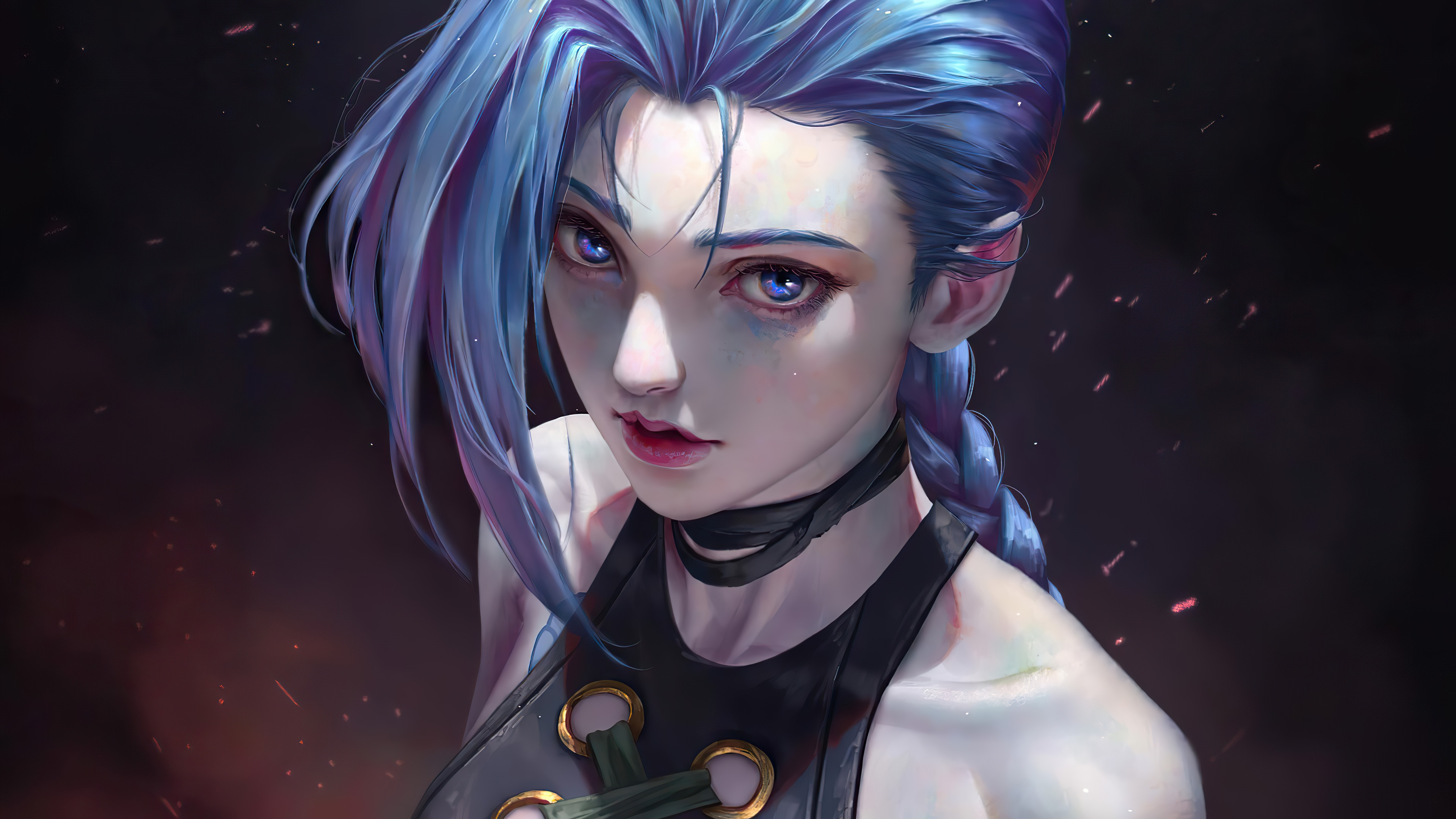 4K Jinx from Arcane with blue hair HD Wallpaper