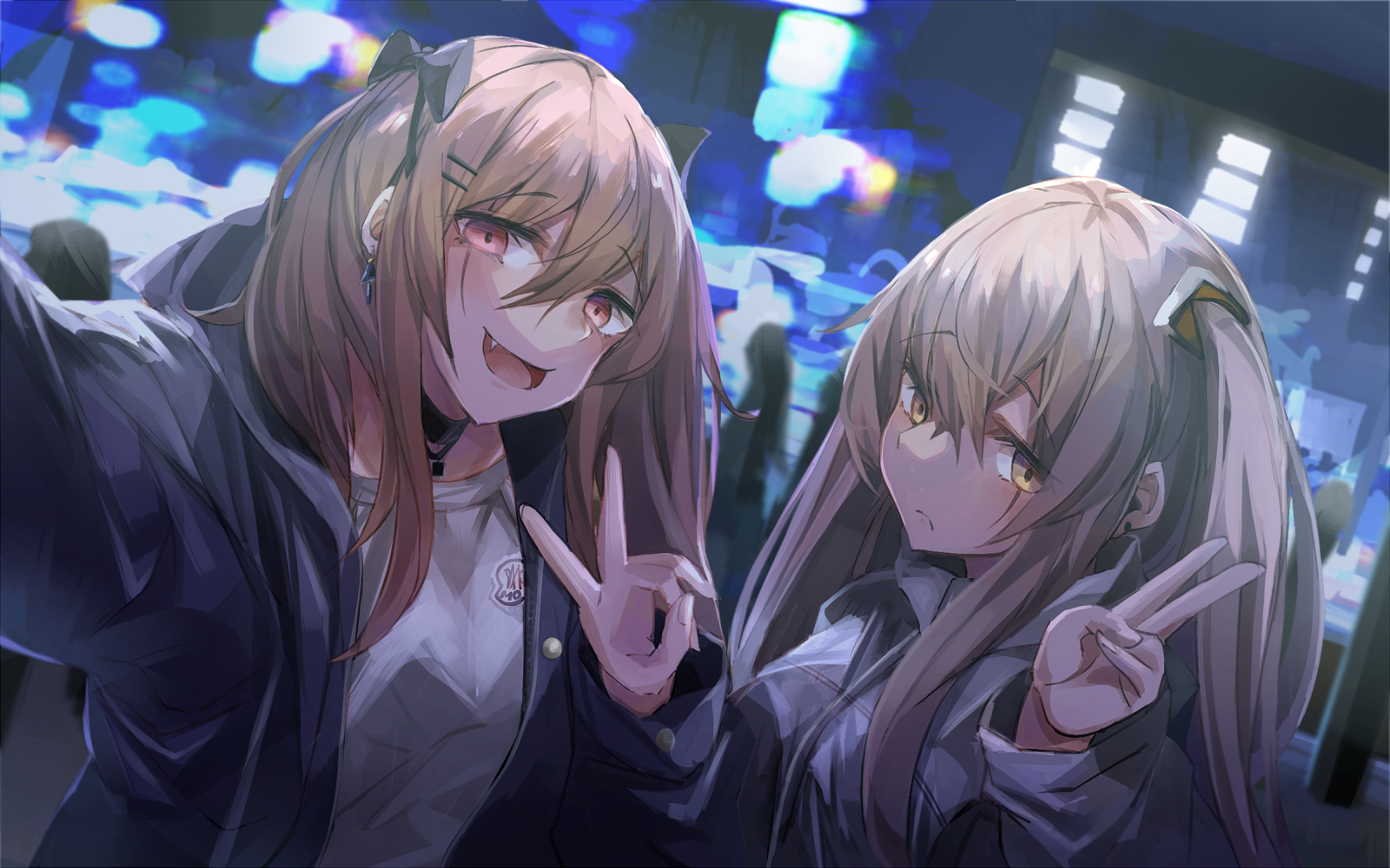 UMP45 and UMP9 from Girls Frontline taking a selfie HD Wallpaper