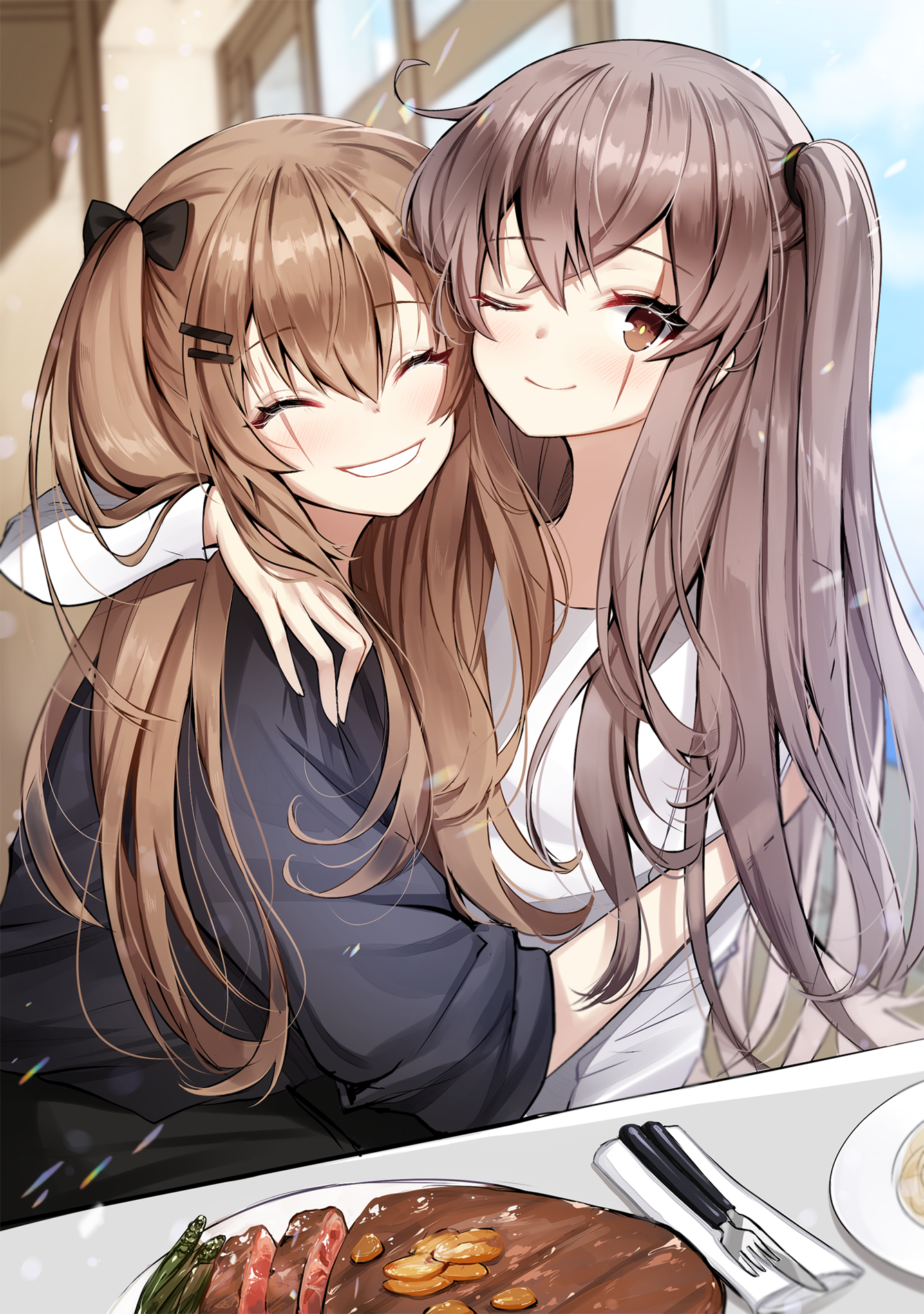 UMP9 and UMP45 from Girls Frontline hugging HD Phone Wallpaper