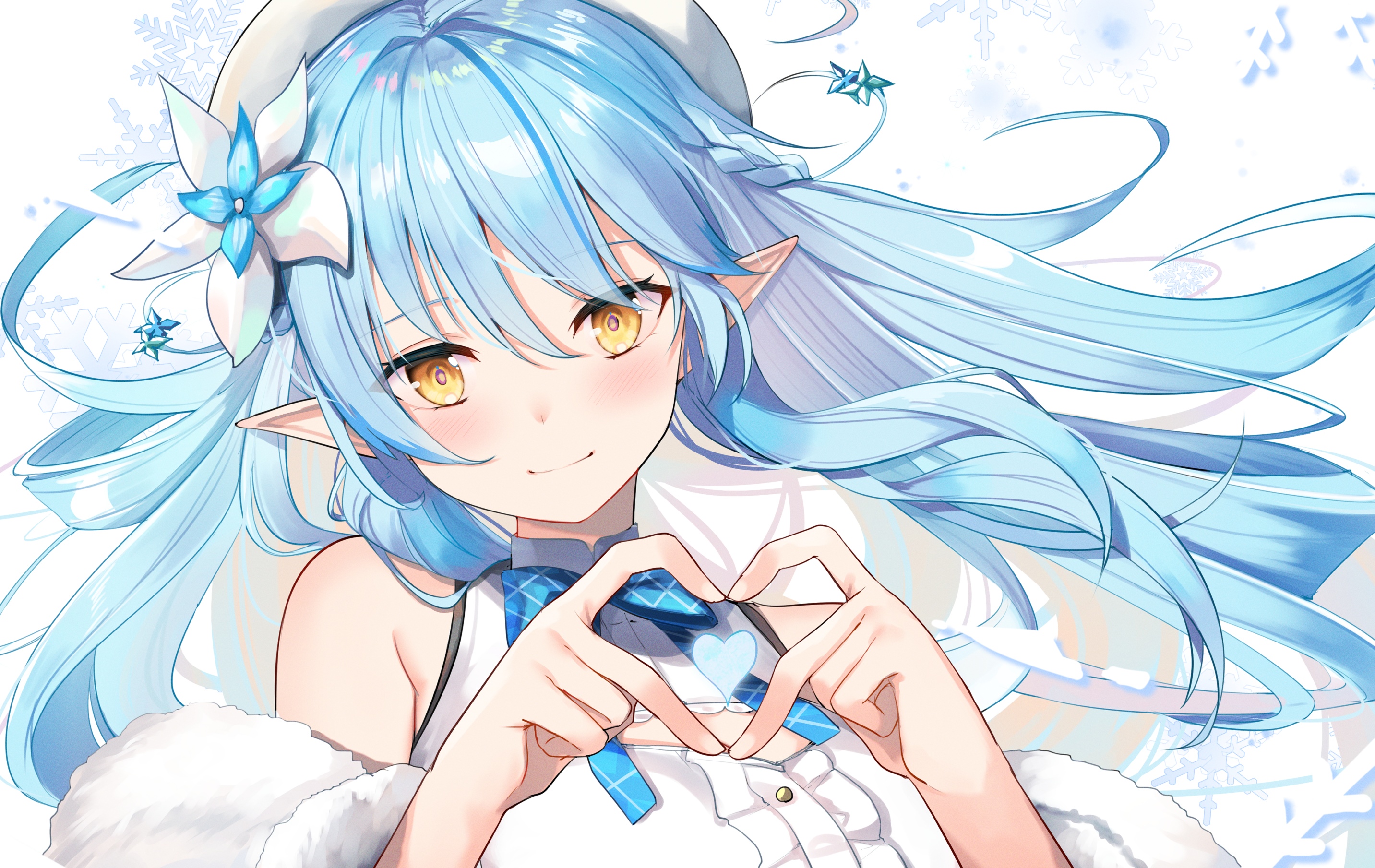 Yukihana Lamy making a heart shape with her hands HD Wallpaper