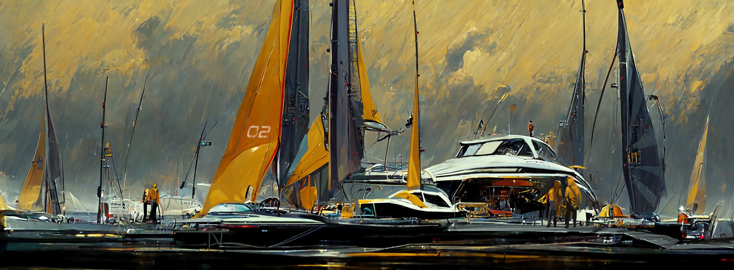 Sailboats docked at a harbor with people on deck HD Wallpaper