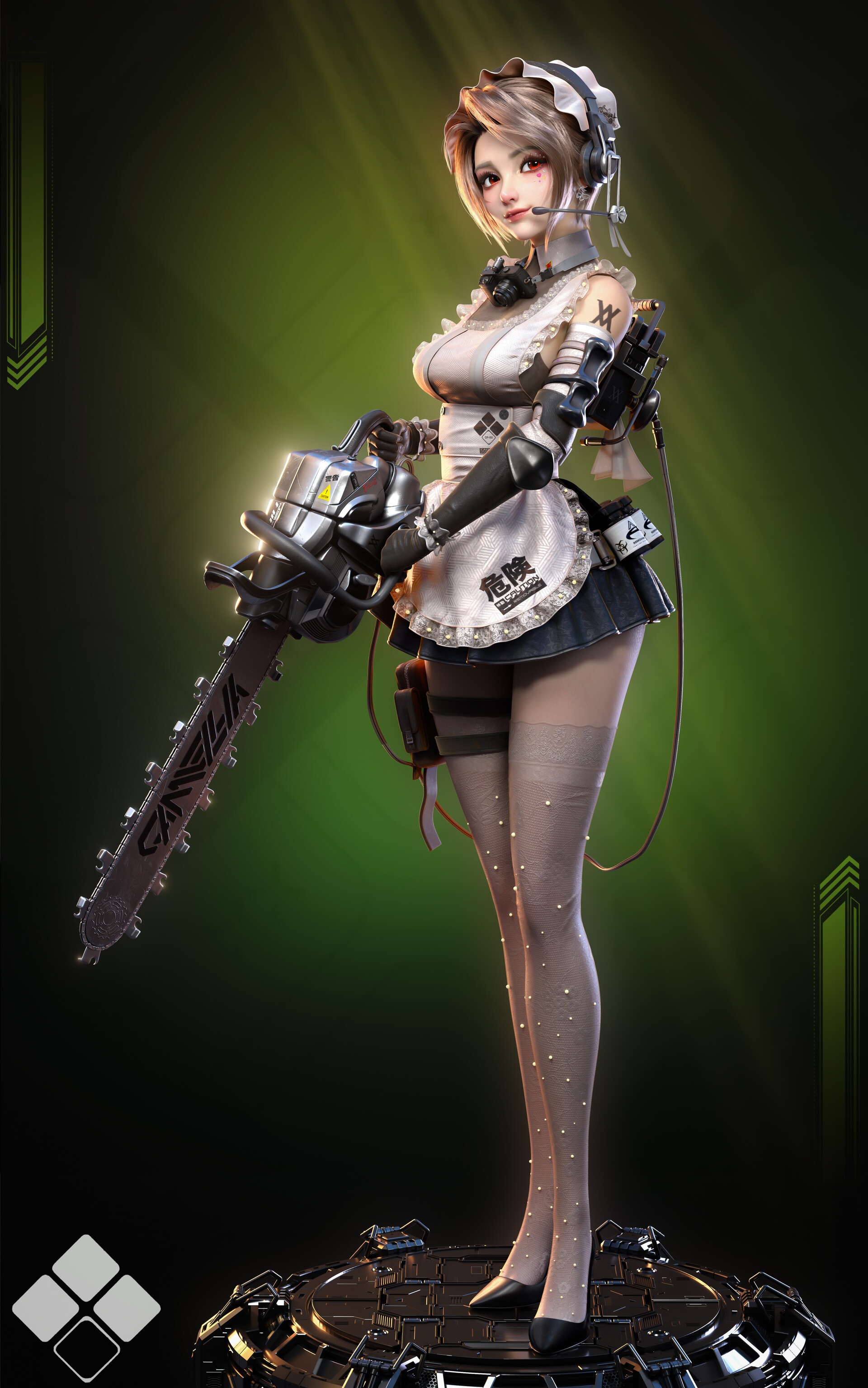 Maid with Chainsaw HD Phone Wallpaper