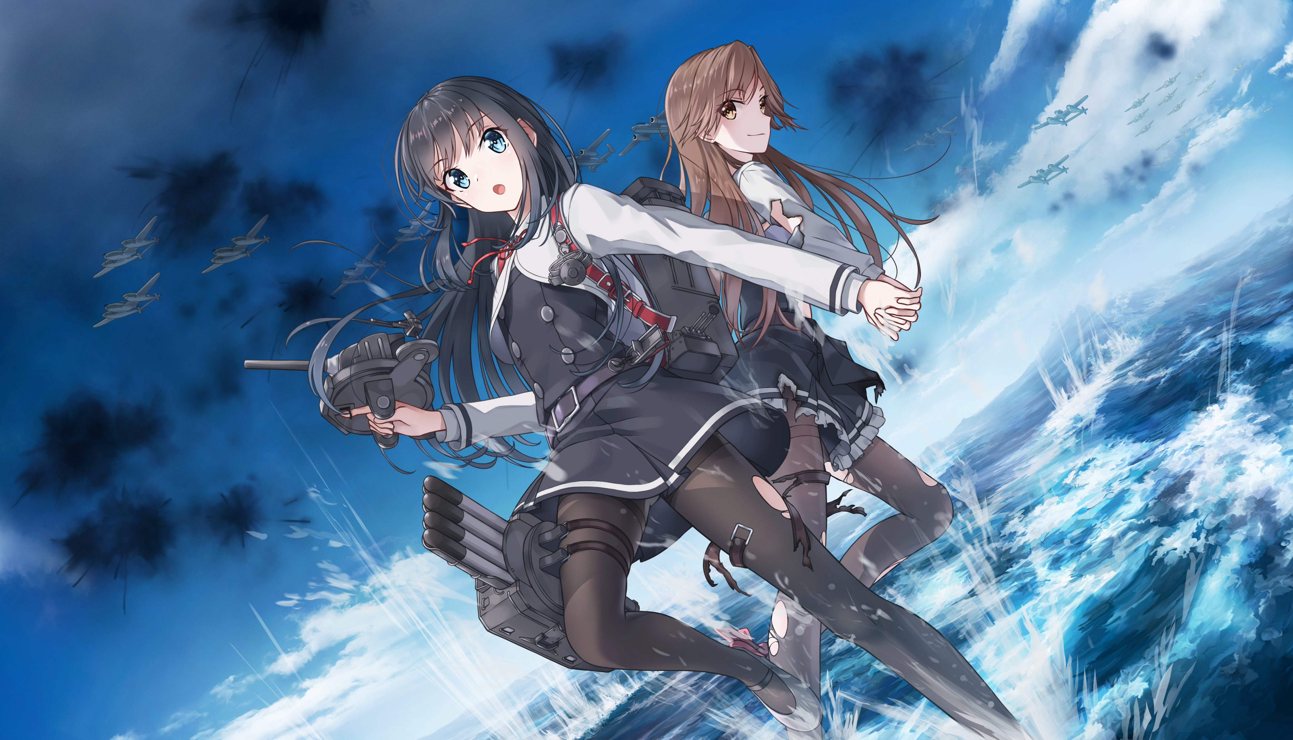 Kantai Collection fan art: Arashio and Asashio HD Wallpaper