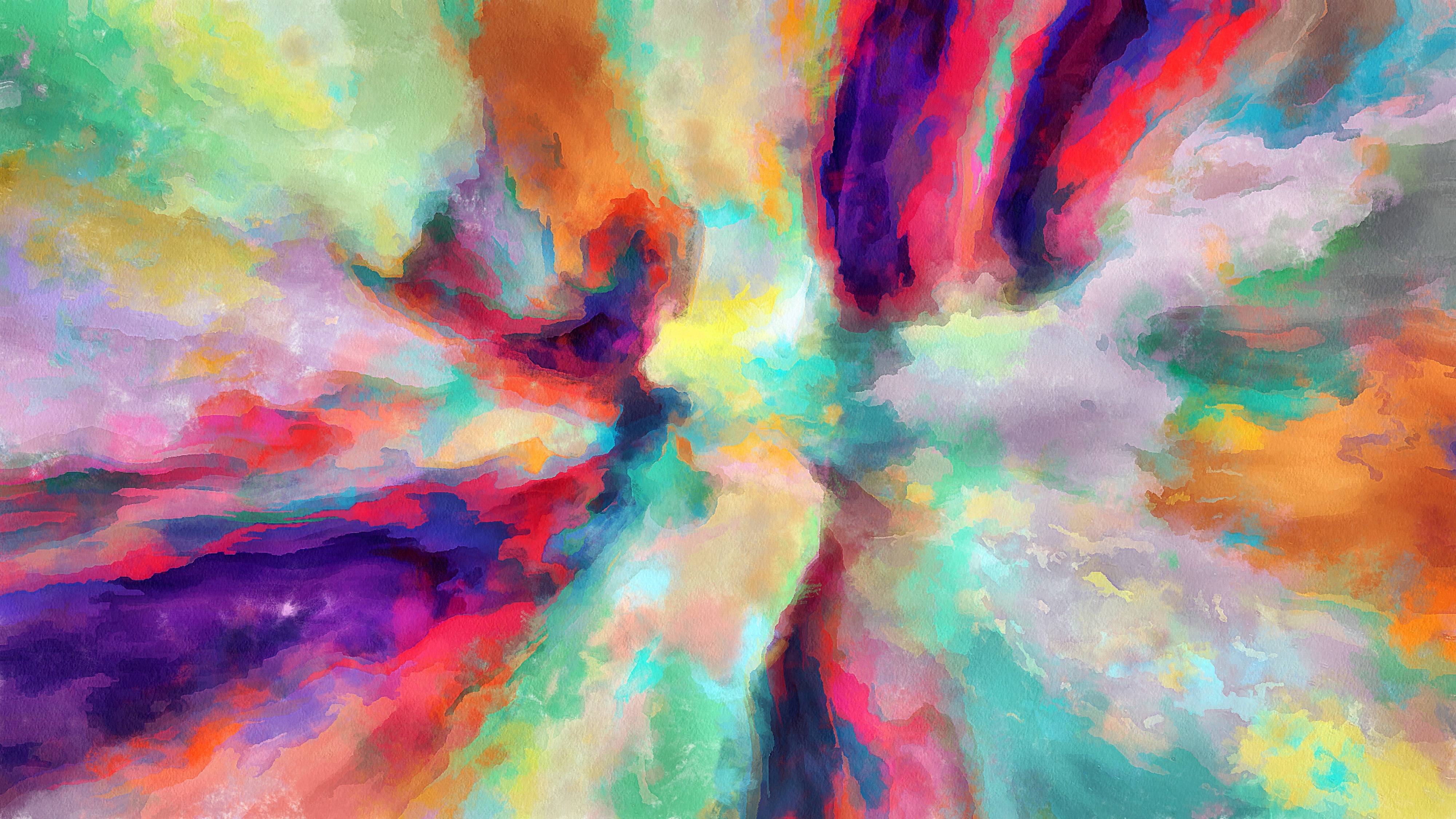 Abstract watercolor paint splash with multiple colors HD Wallpaper