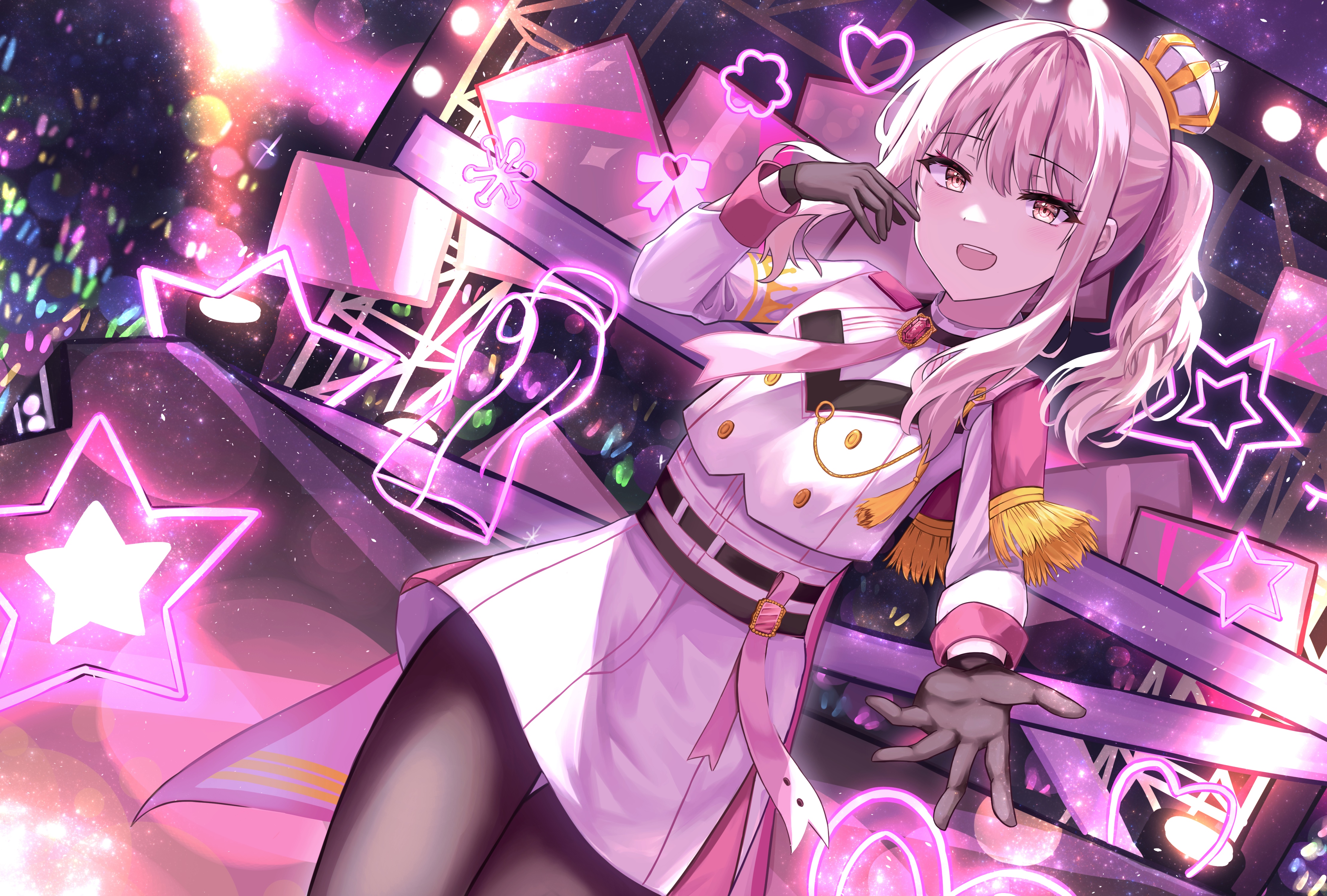 4K anime girl with pink hair on stage HD Wallpaper