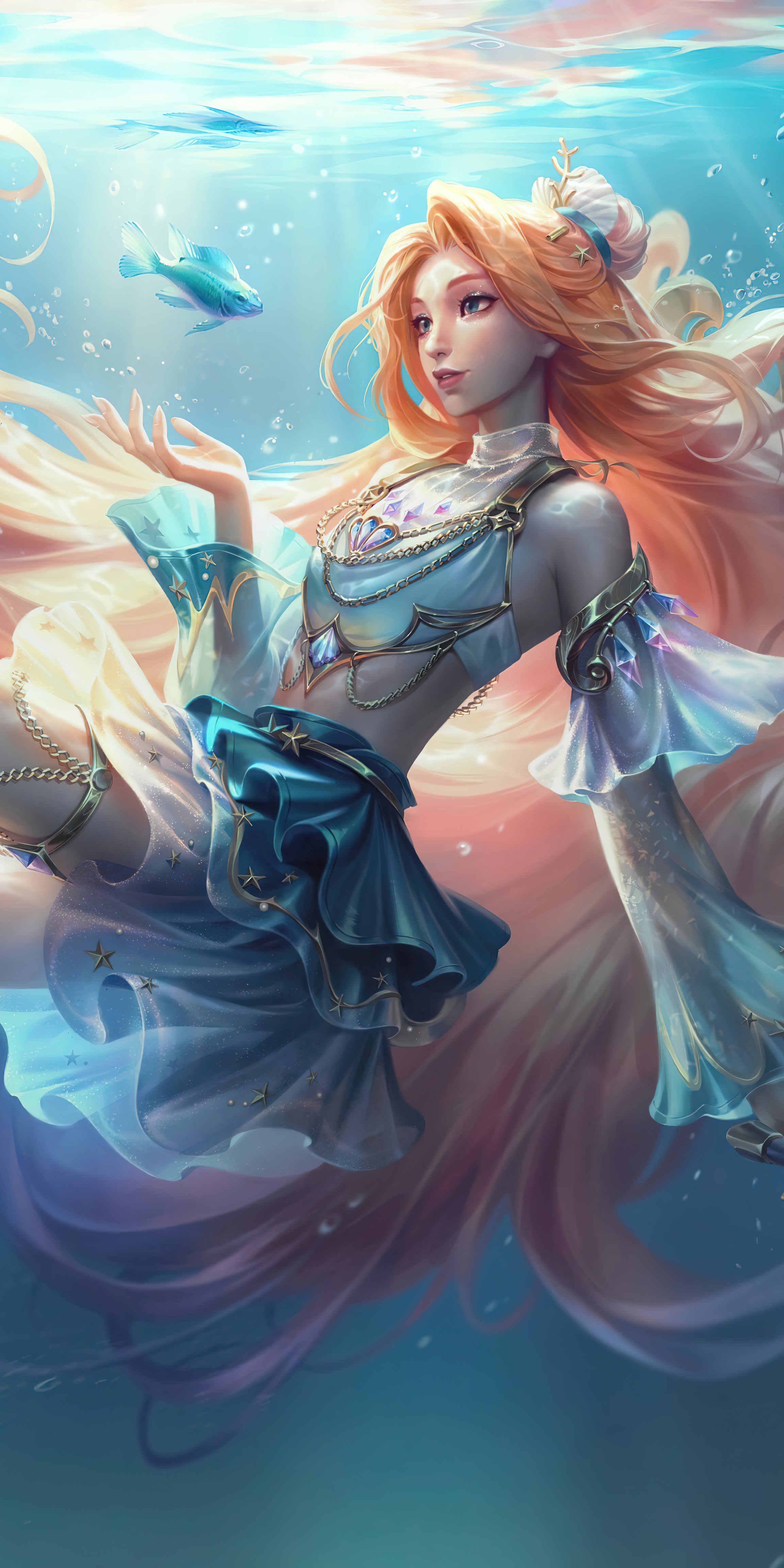 Seraphine from League of Legends underwater HD Phone Wallpaper