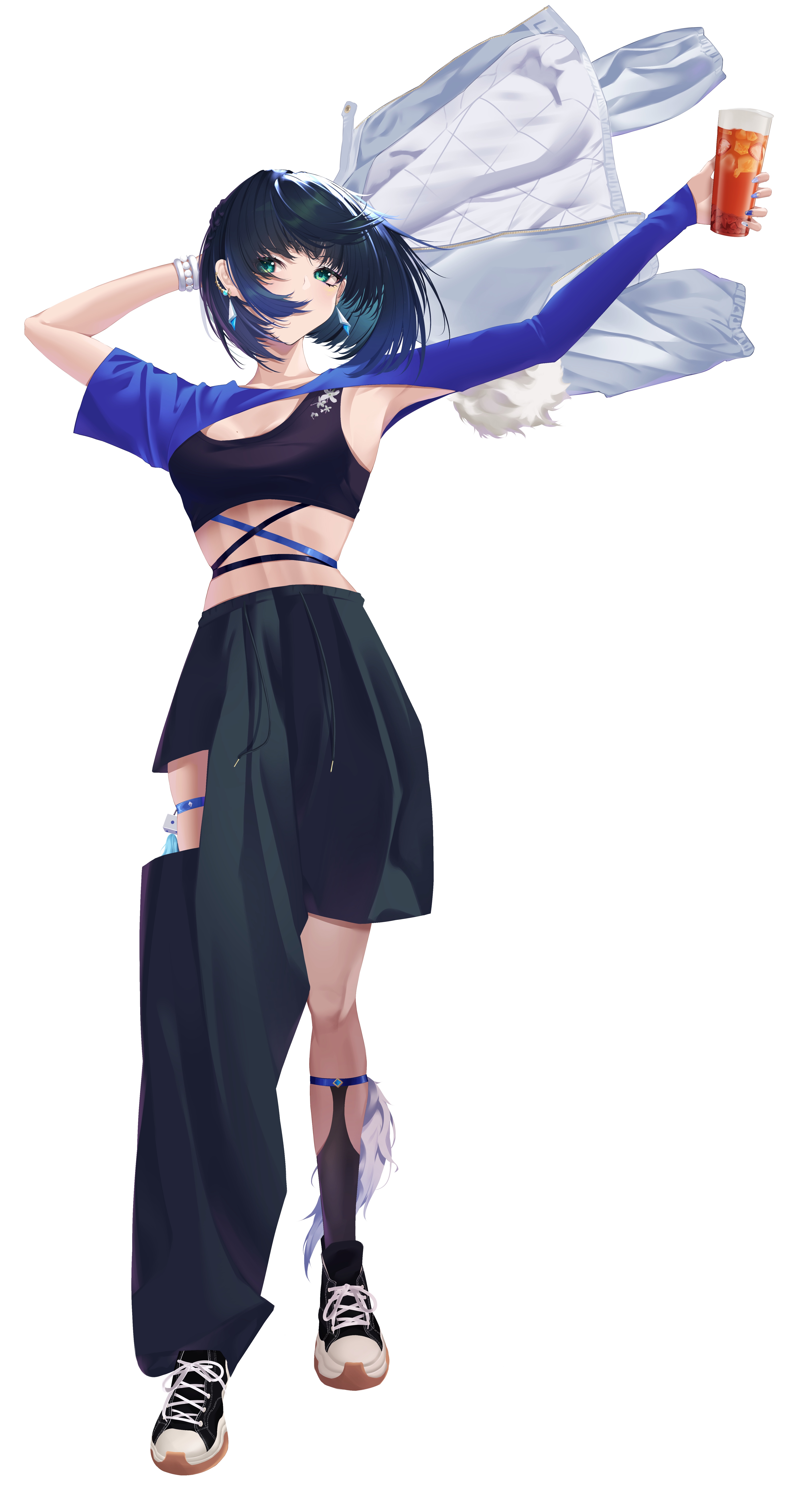 Yelan from Genshin Impact in fashionable attire HD Phone Wallpaper