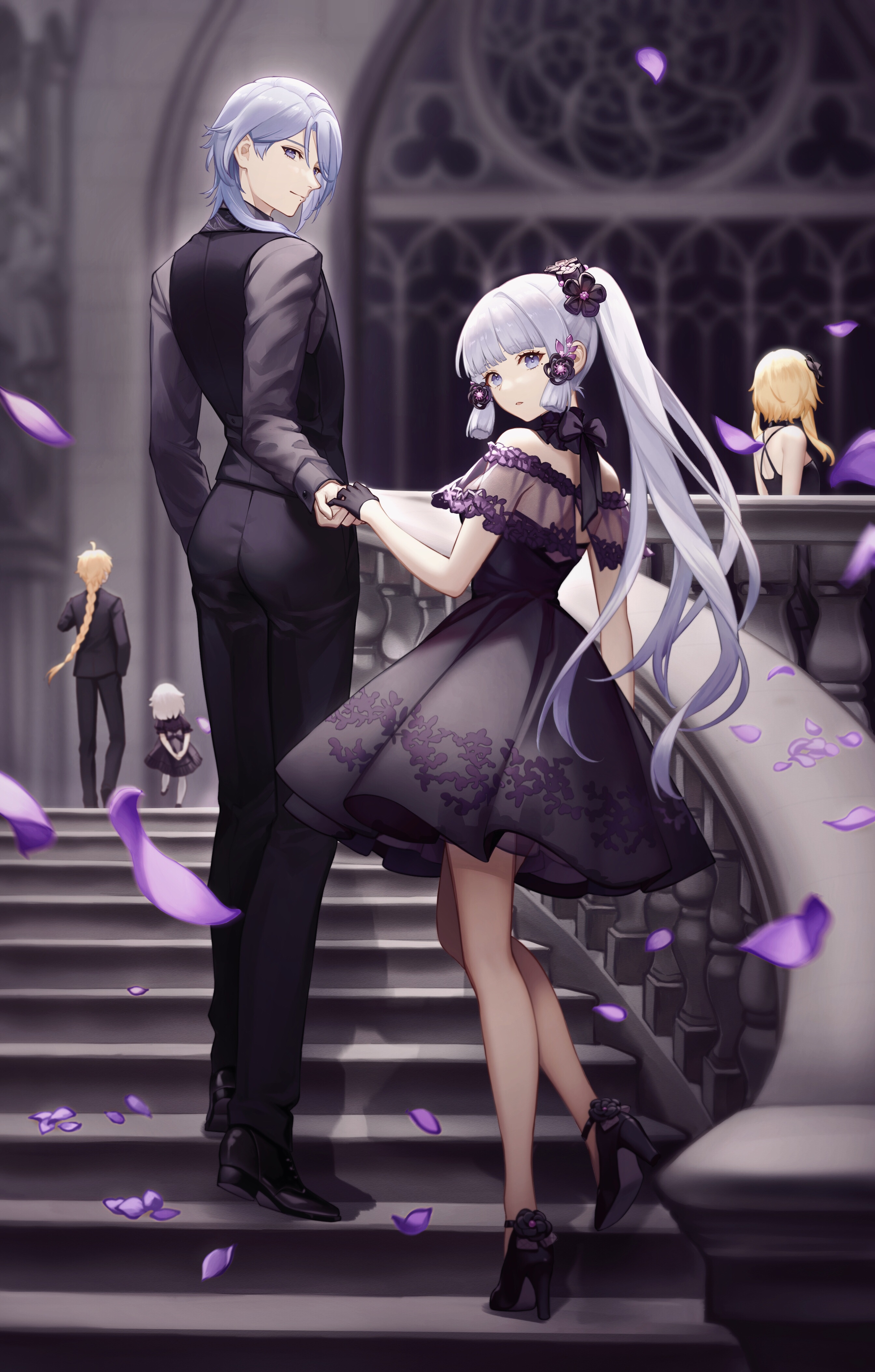 Kamisato Ayaka and Ayato in formal attire HD Phone Wallpaper