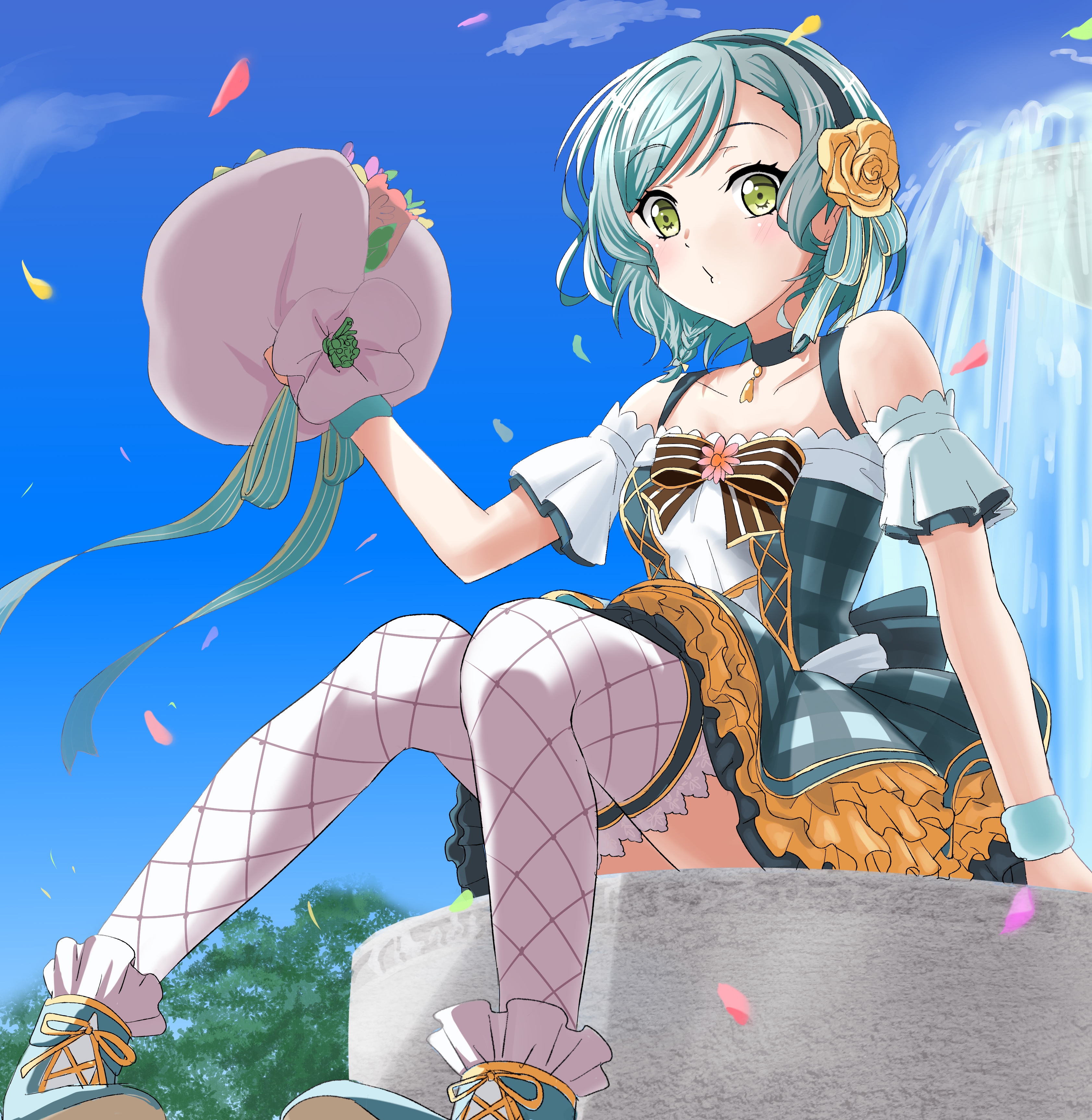 Hikawa Hina from BanG Dream! holding a bouquet HD Wallpaper