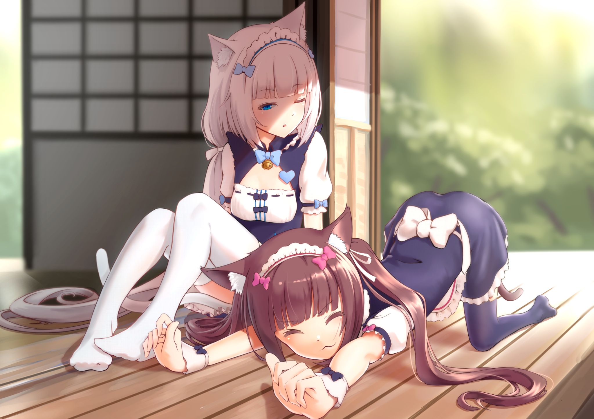 Vanilla and Chocolat from Nekopara fan art HD Wallpaper