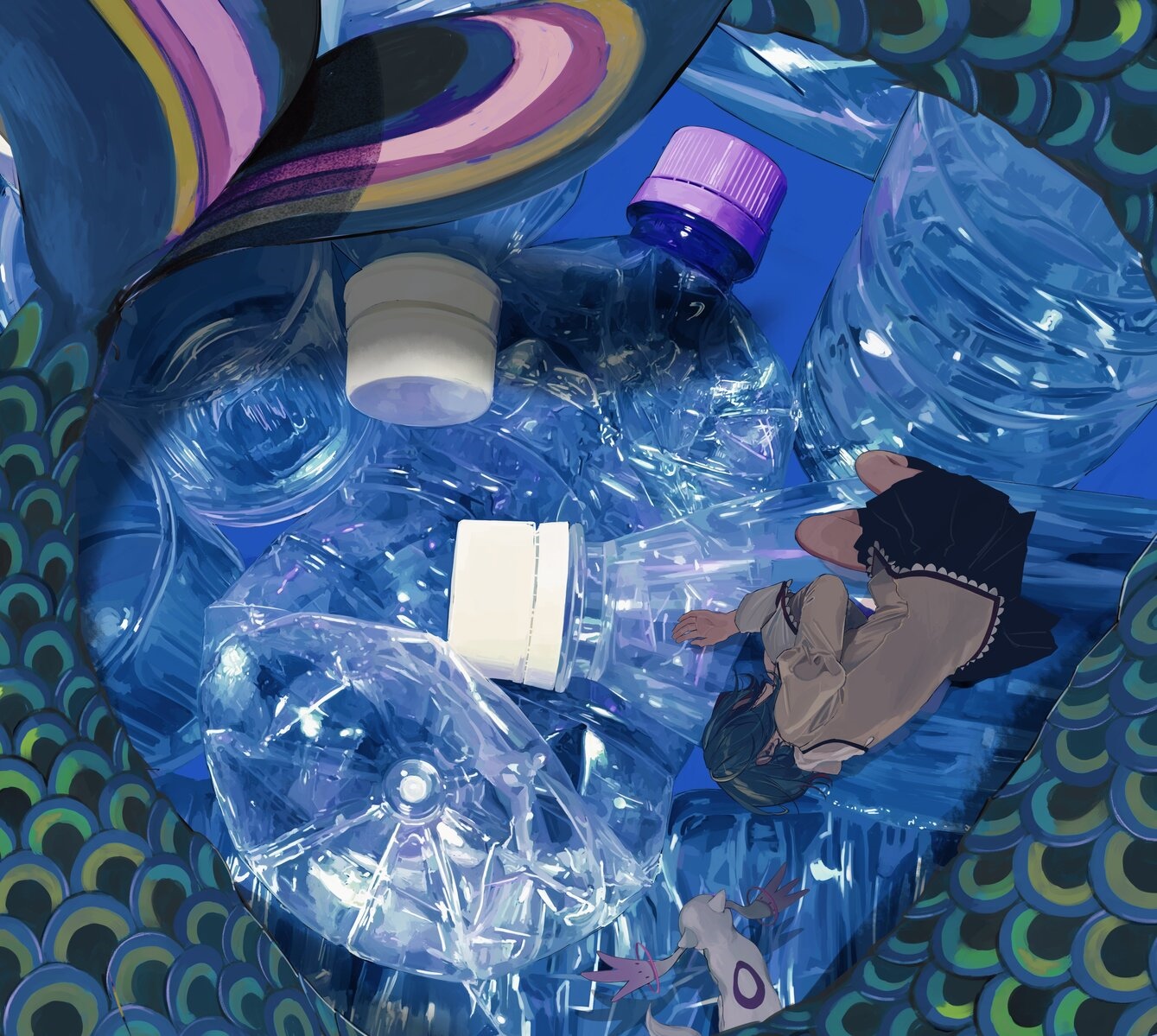 Anime girl in bottles, Mahou Shoujo Madoka Magica HD Wallpaper