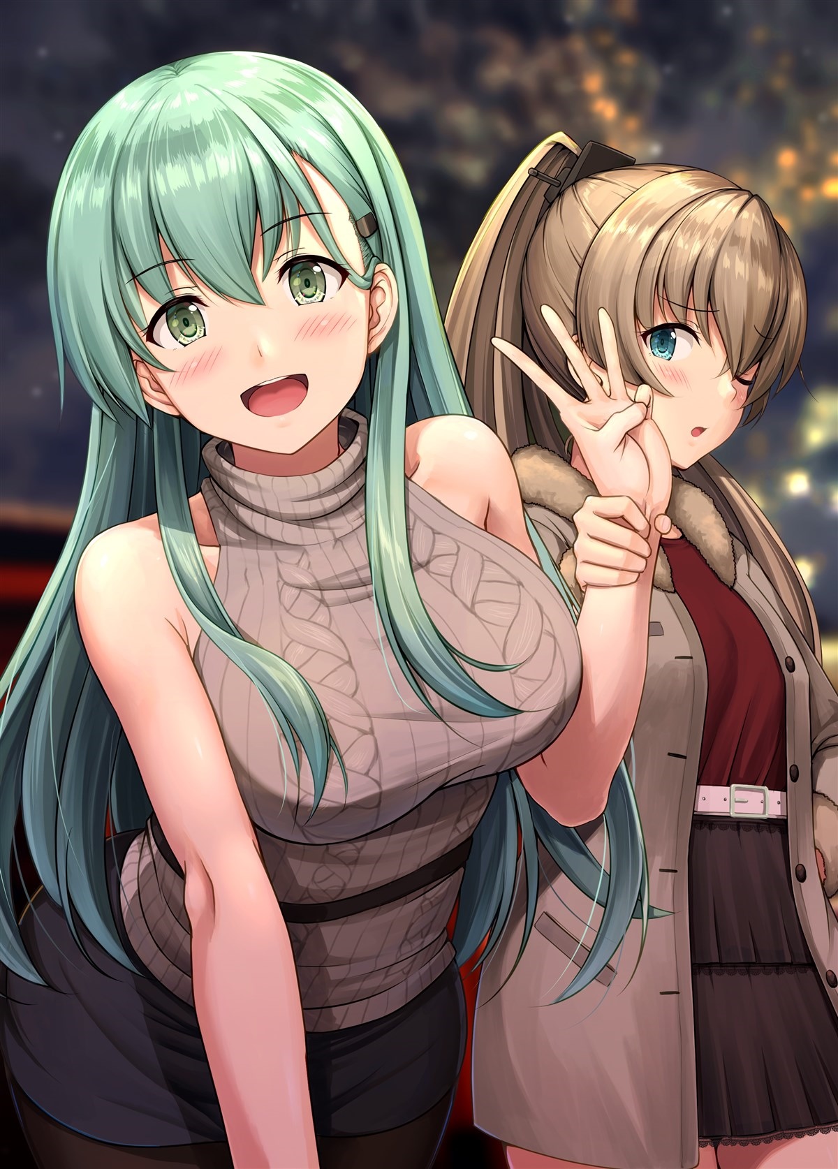 Kantai Collection's Kumano and Suzuya in casual outfits HD Phone Wallpaper