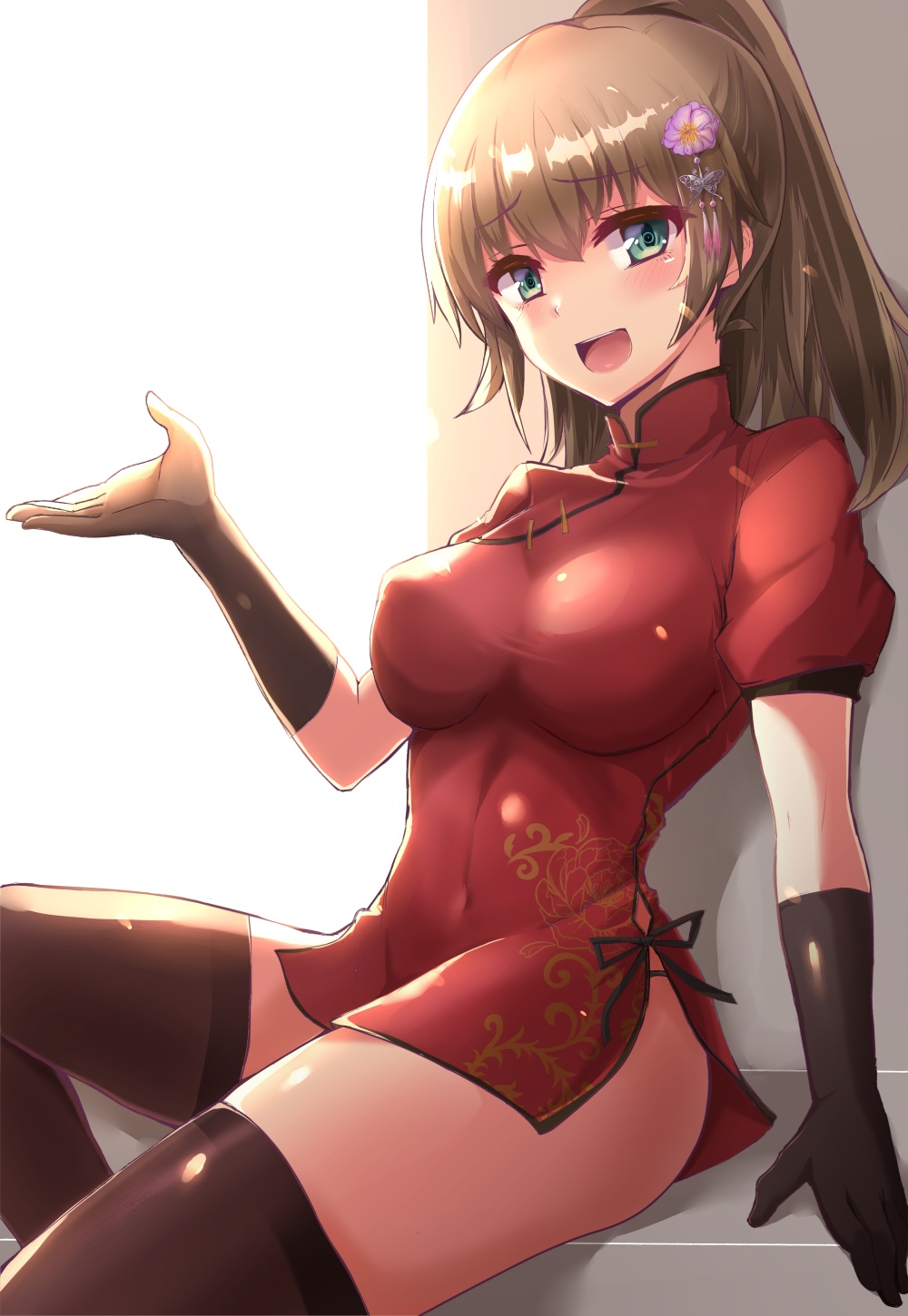 Kumano from Kantai Collection in a red dress HD Phone Wallpaper