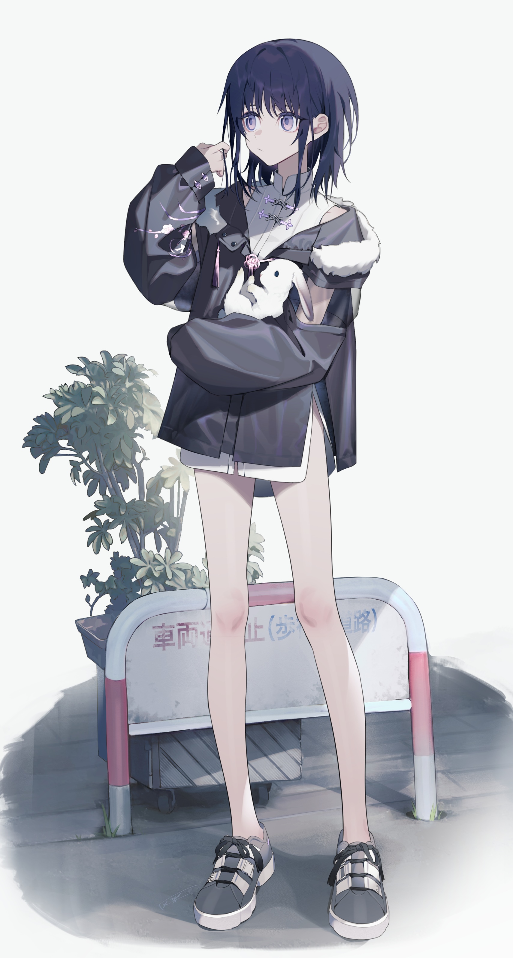 Anime girl holding a white rabbit HD Phone Wallpaper