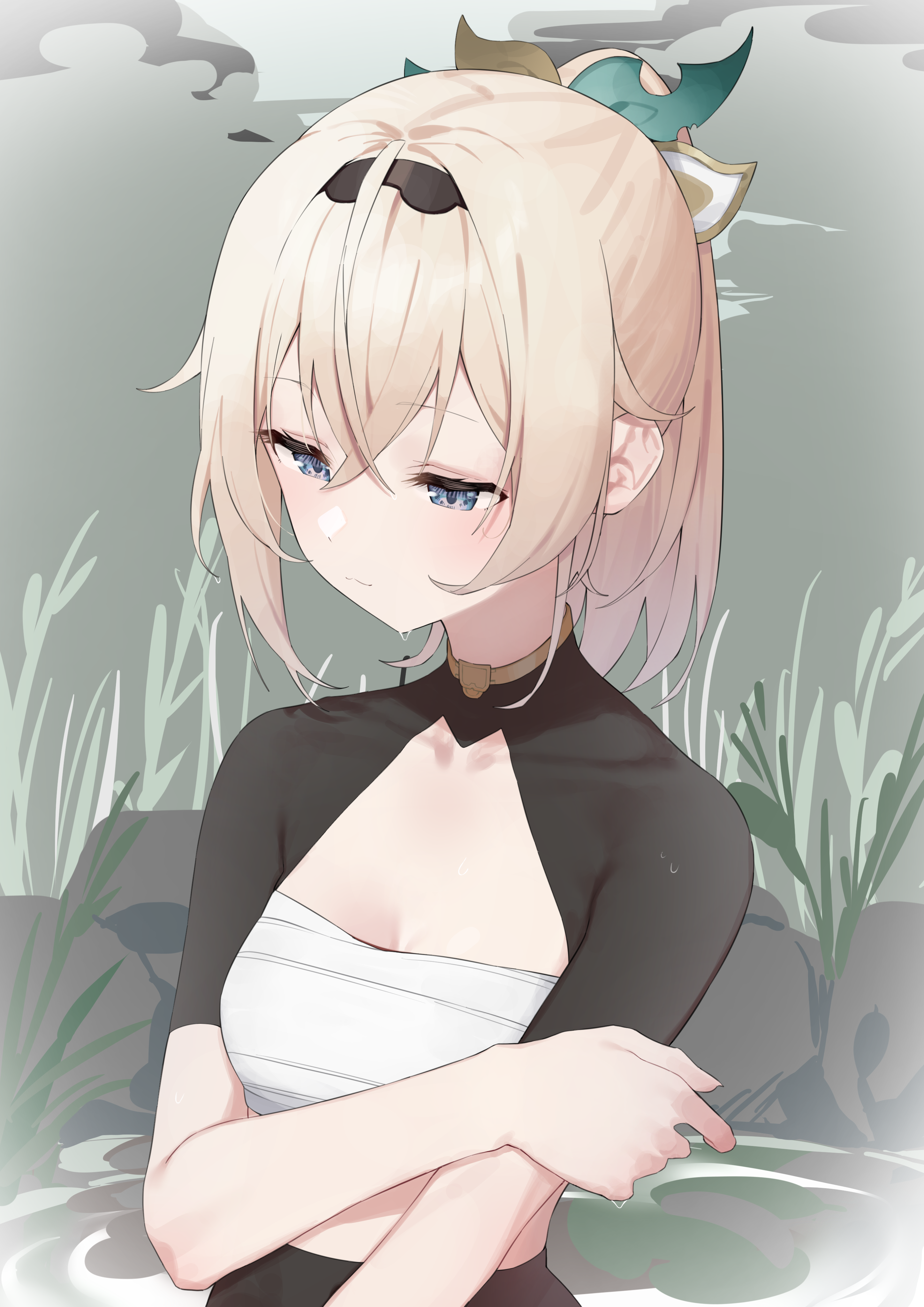 Anime girl with blonde hair and blue eyes HD Phone Wallpaper