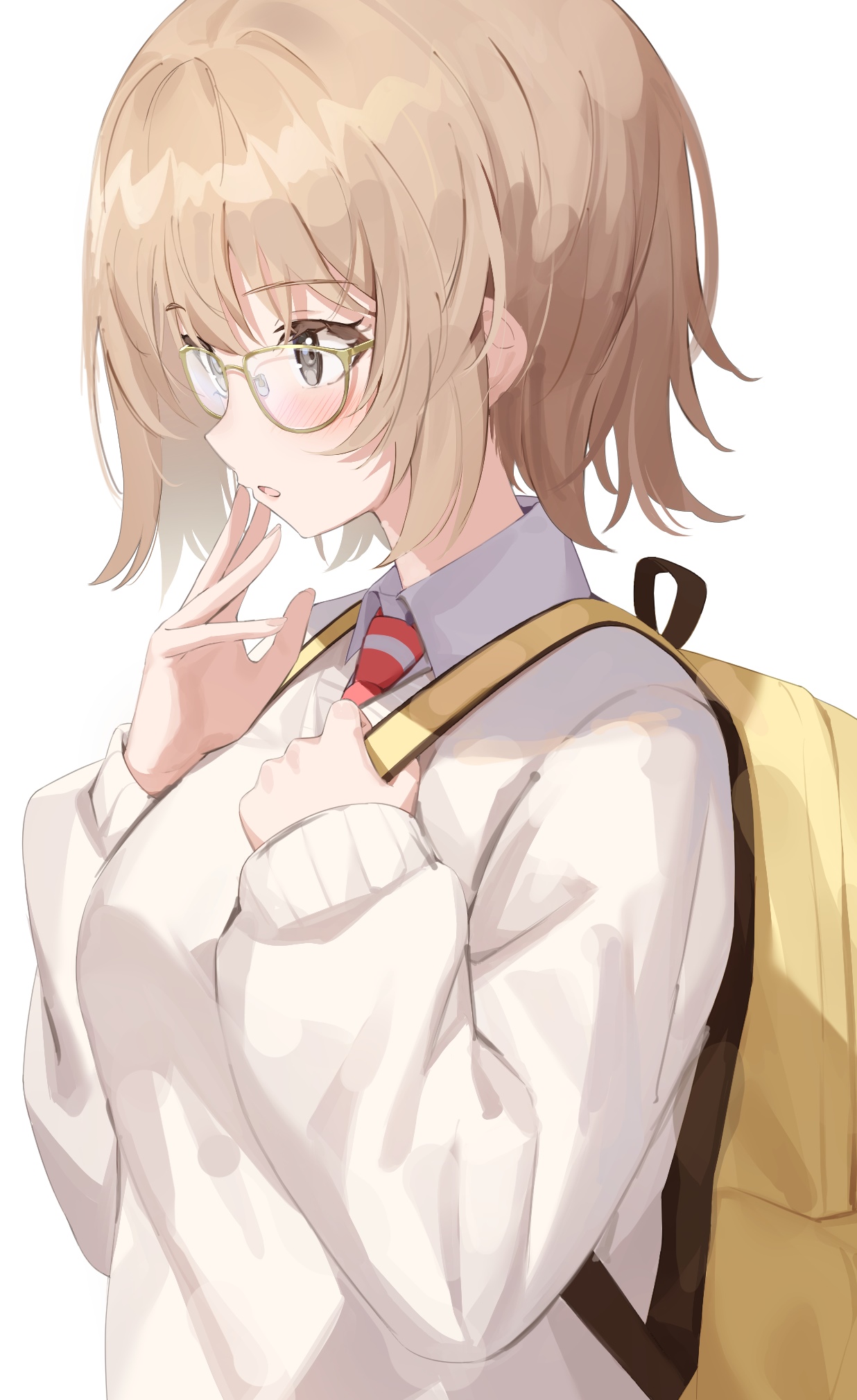 Anime girl with glasses and backpack HD Phone Wallpaper