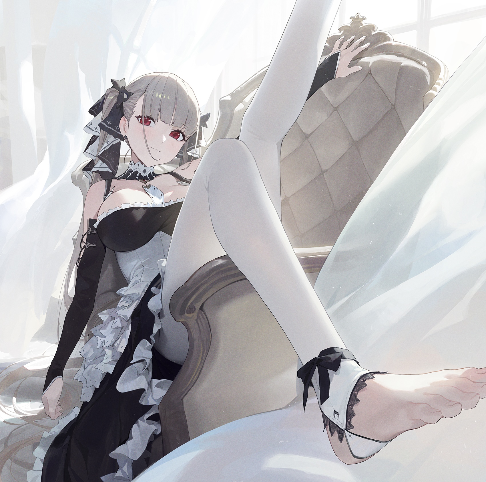 Azur Lane Formidable in a maid outfit on a chair HD Wallpaper