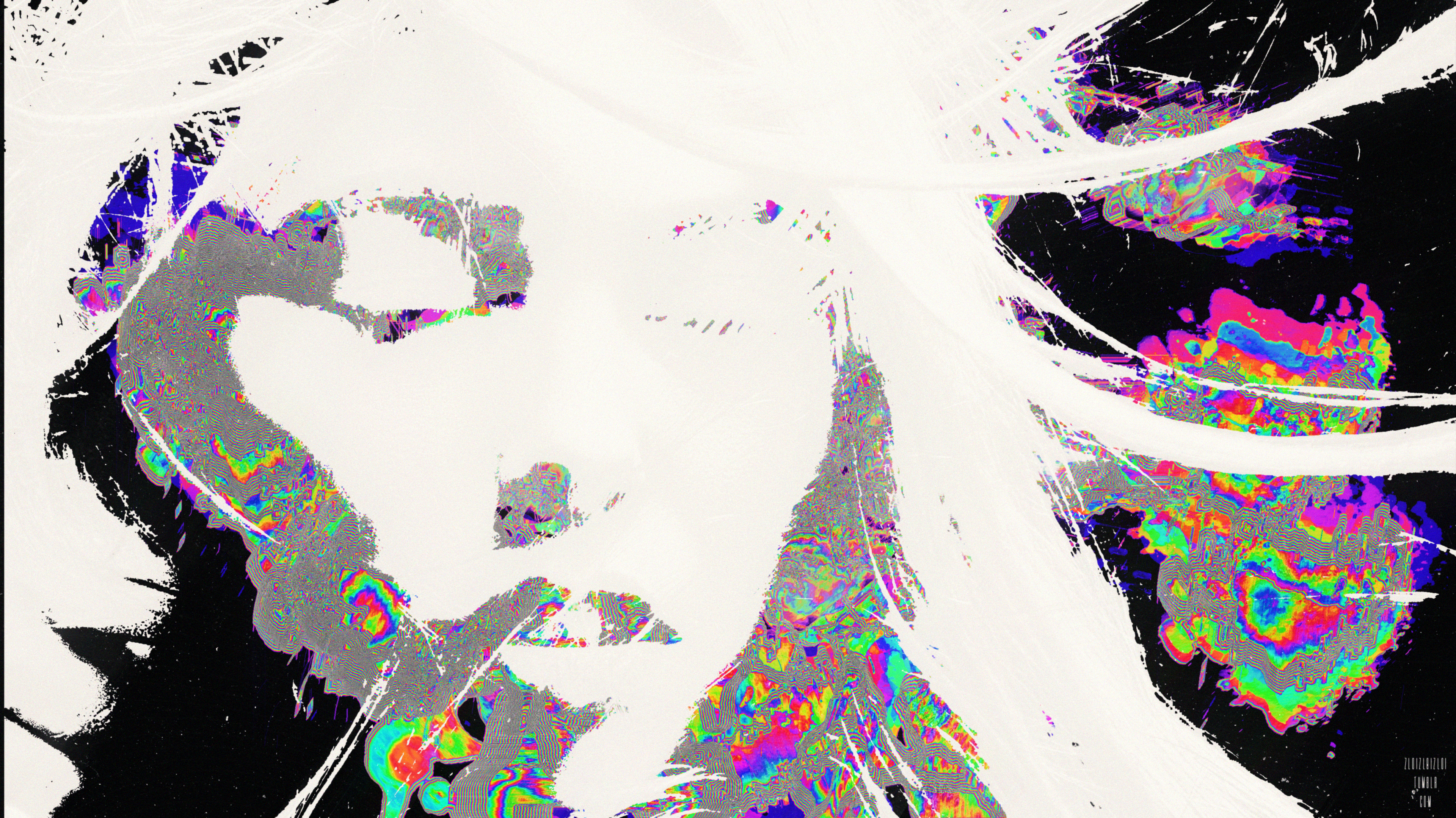 Abstract psychedelic glitch art portrait HD Wallpaper