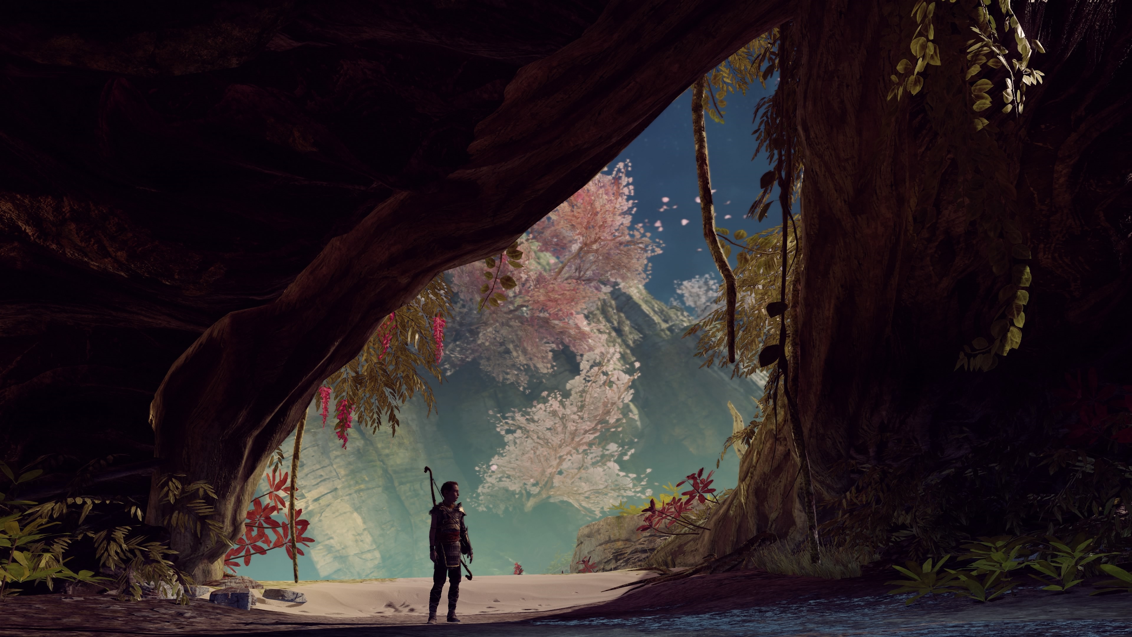 4K God of War (2018) Atreus in a cave HD Wallpaper