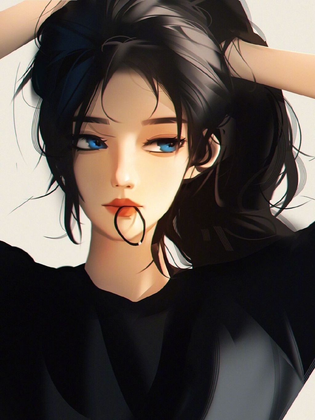 Digital art of a woman with blue eyes HD Phone Wallpaper
