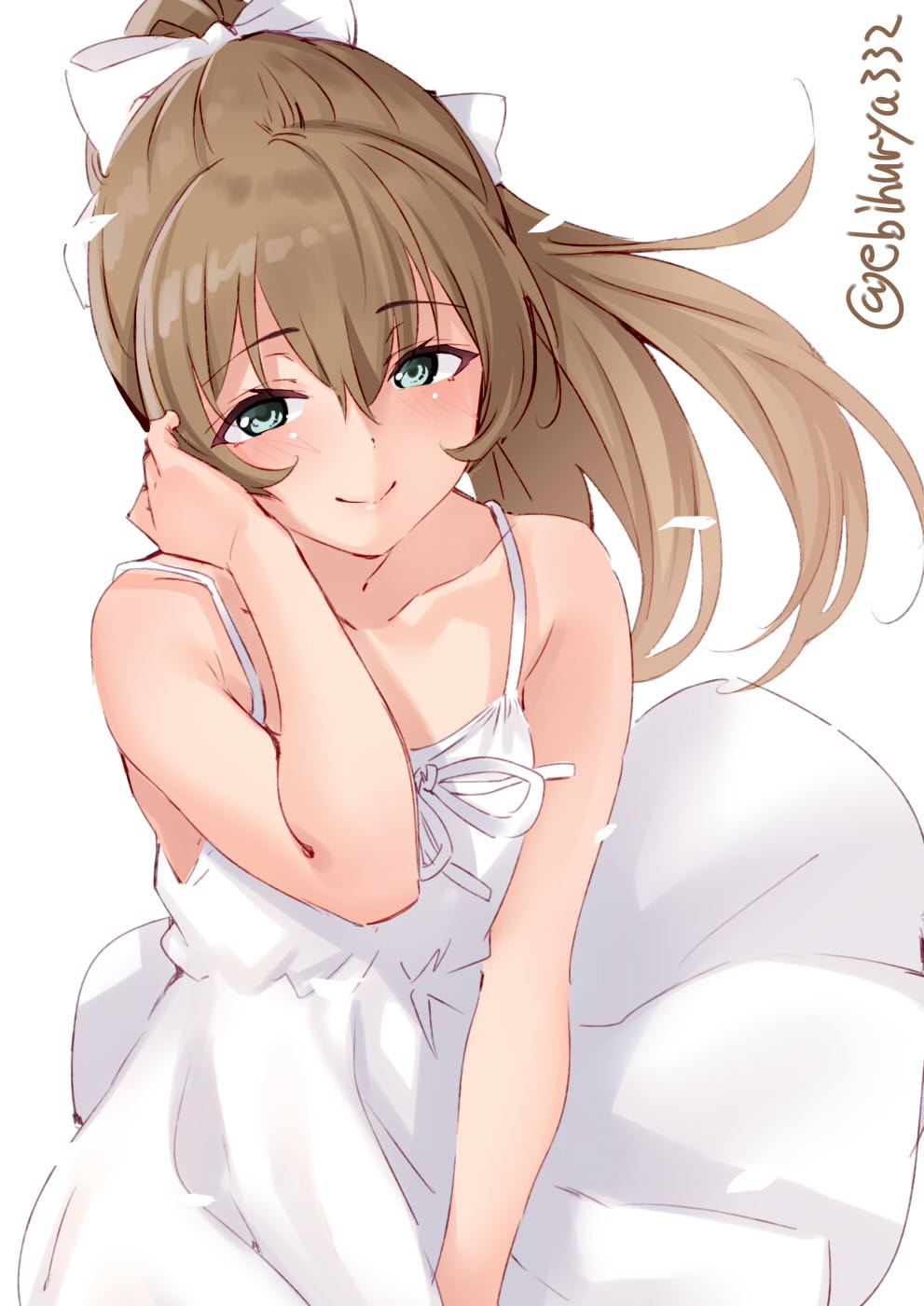 Kumano from Kantai Collection in a white dress HD Phone Wallpaper