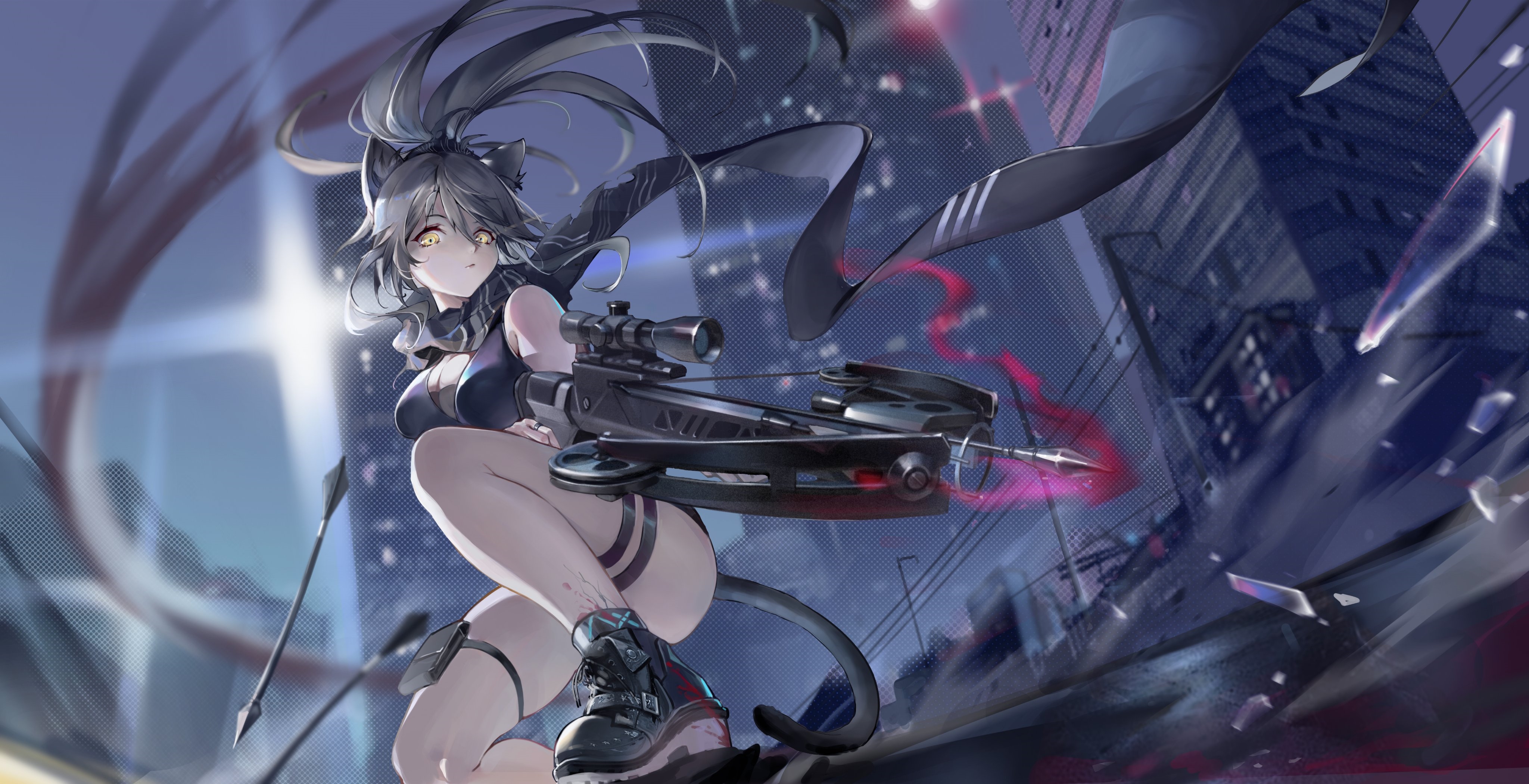 4K Schwarz from Arknights with a crossbow HD Wallpaper