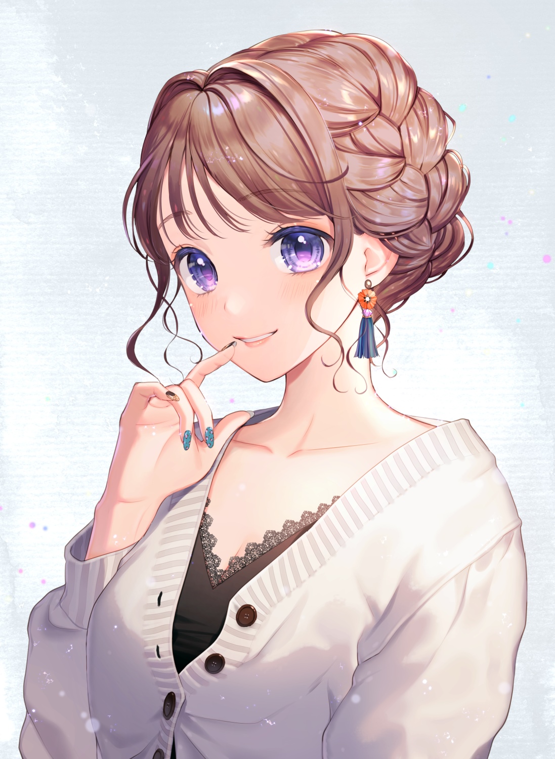 Anime girl with braided hair and purple eyes HD Phone Wallpaper