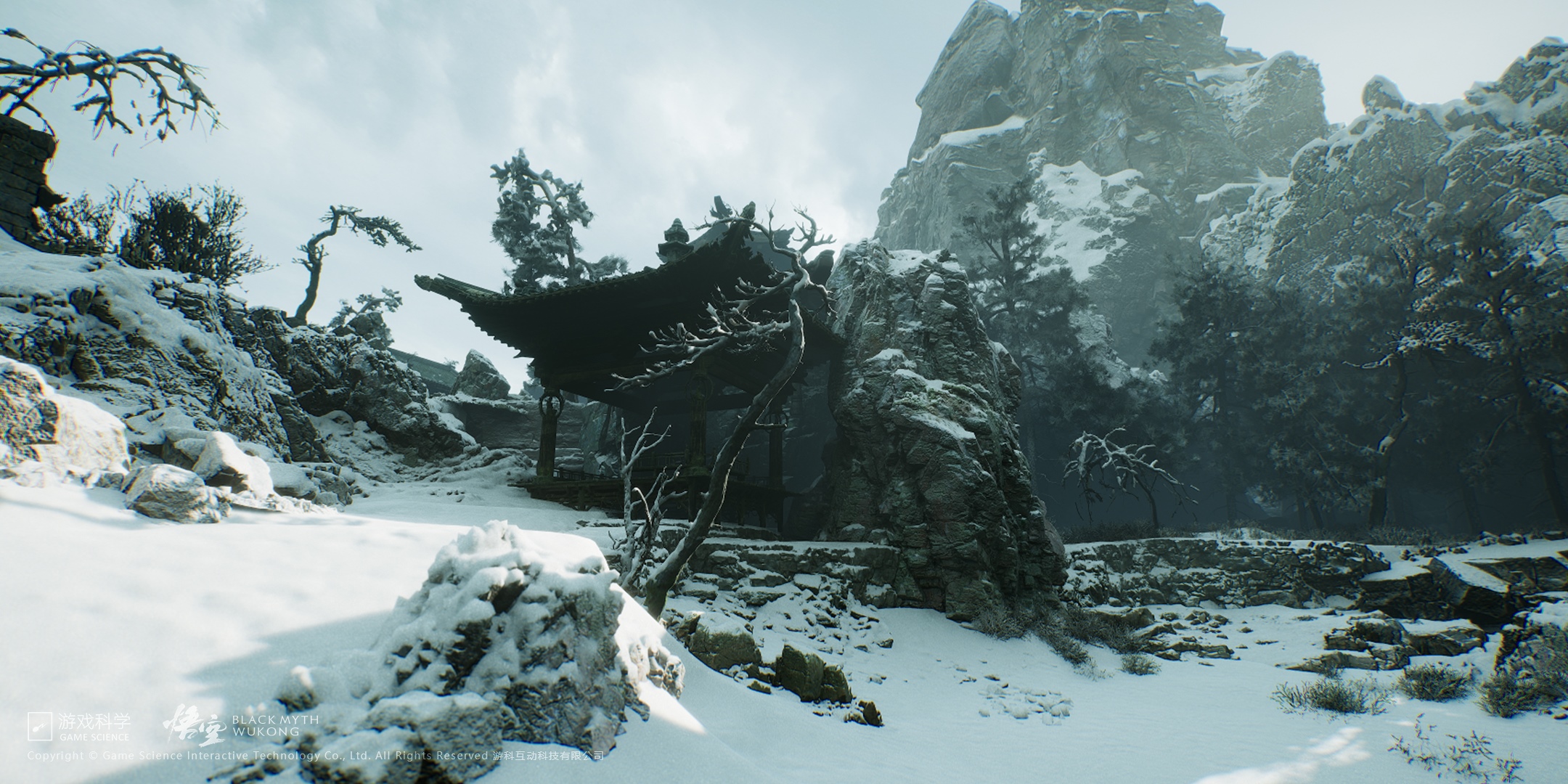 Black Myth: Wukong snowy mountain temple HD Wallpaper