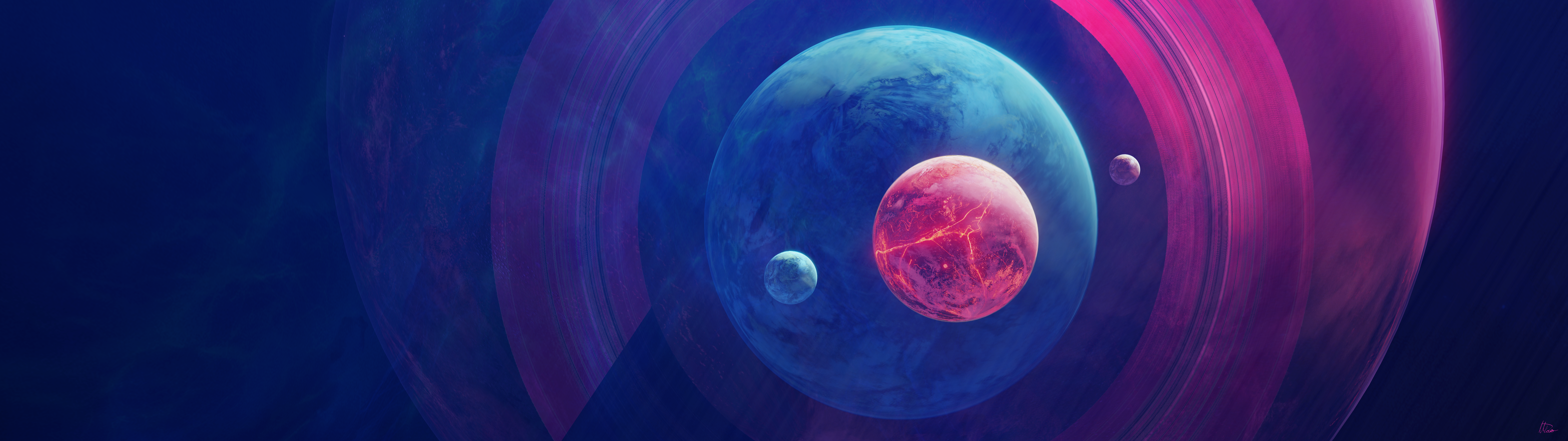 4K Space Art of Planets and Rings HD Wallpaper
