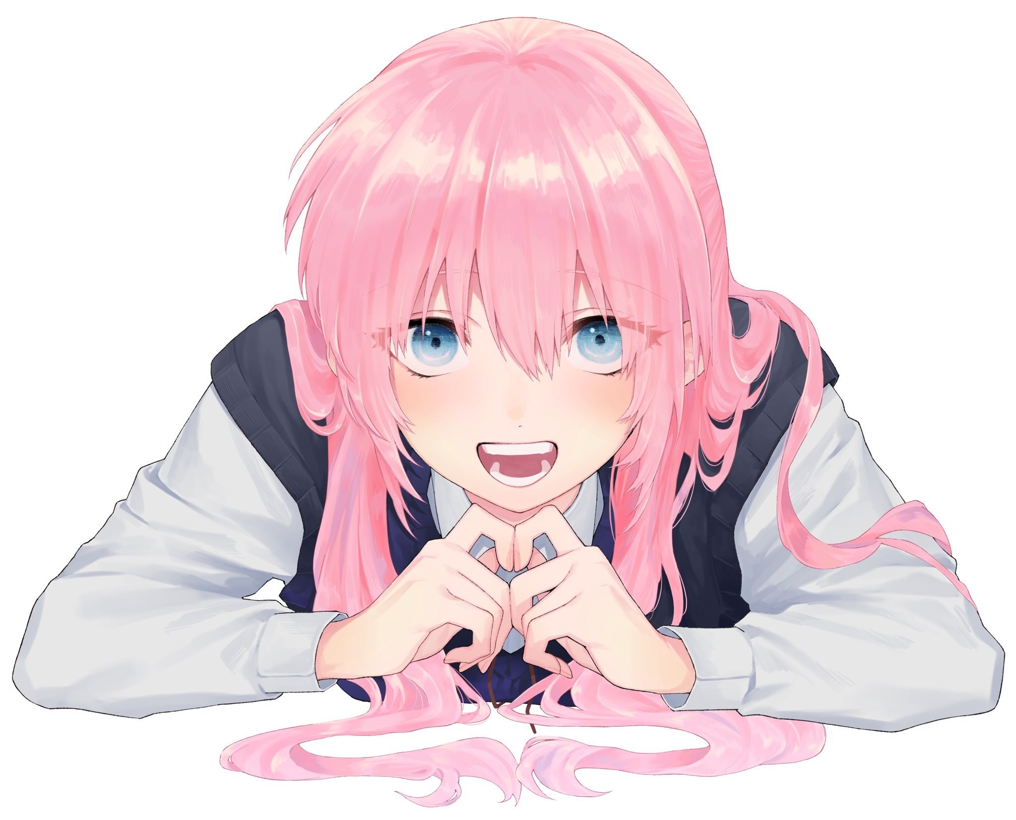 Shikimori Kamiya making a heart shape with her hands HD Wallpaper