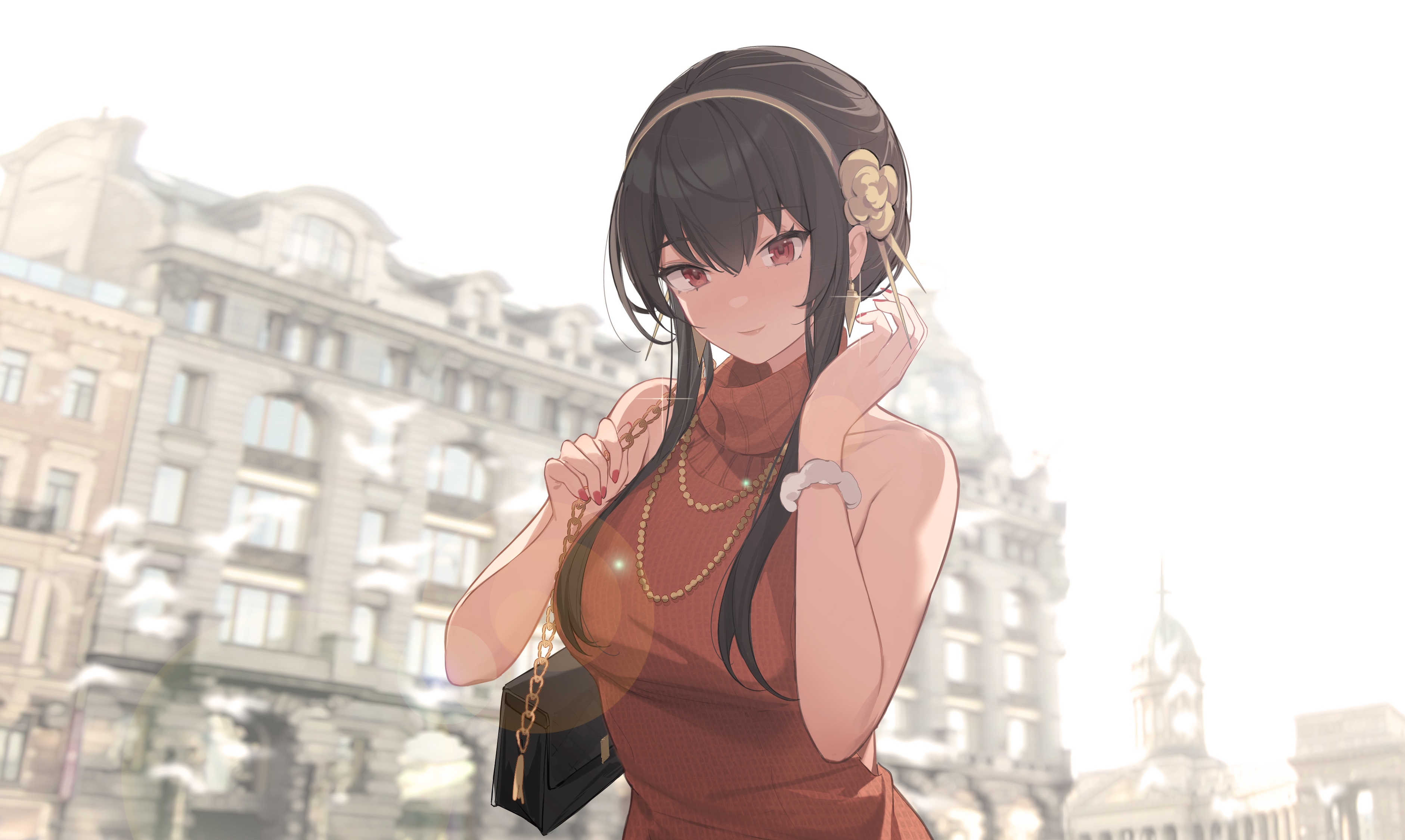 Yor Forger from Spy x Family in a Red Dress HD Wallpaper