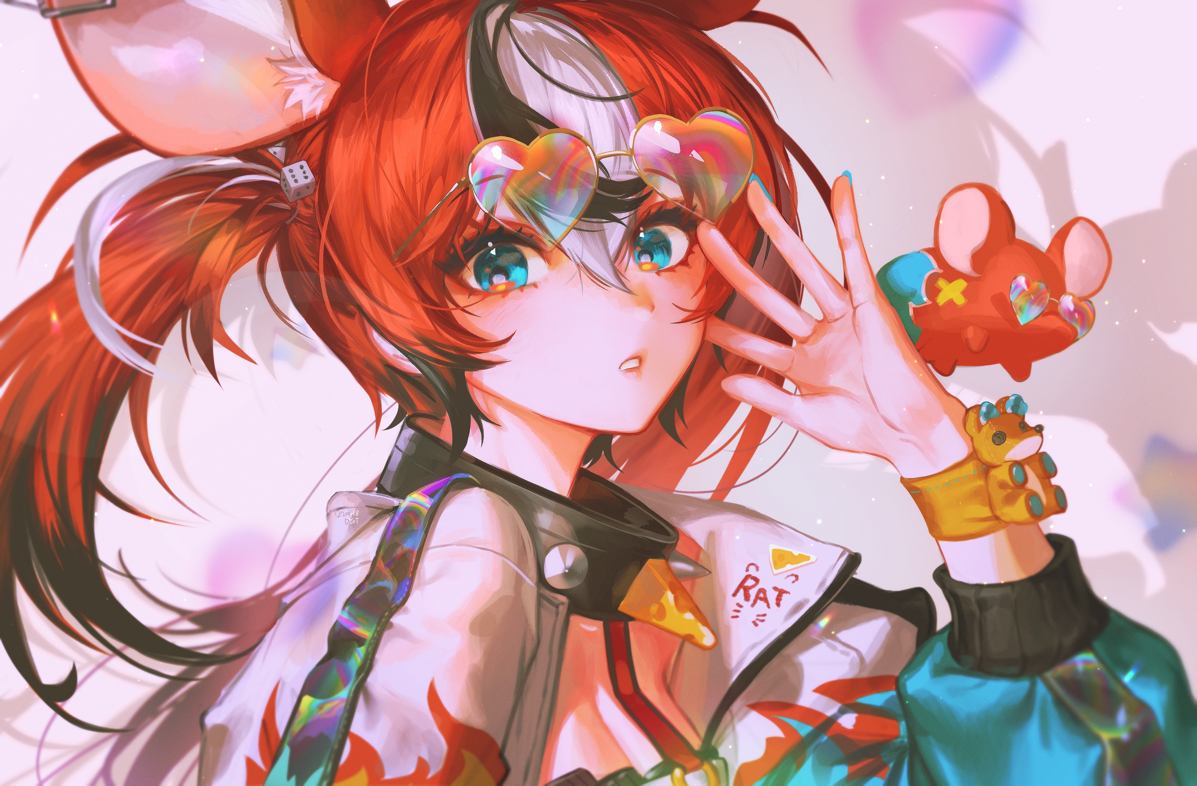 4K Hakos Baelz with heart-shaped sunglasses HD Wallpaper