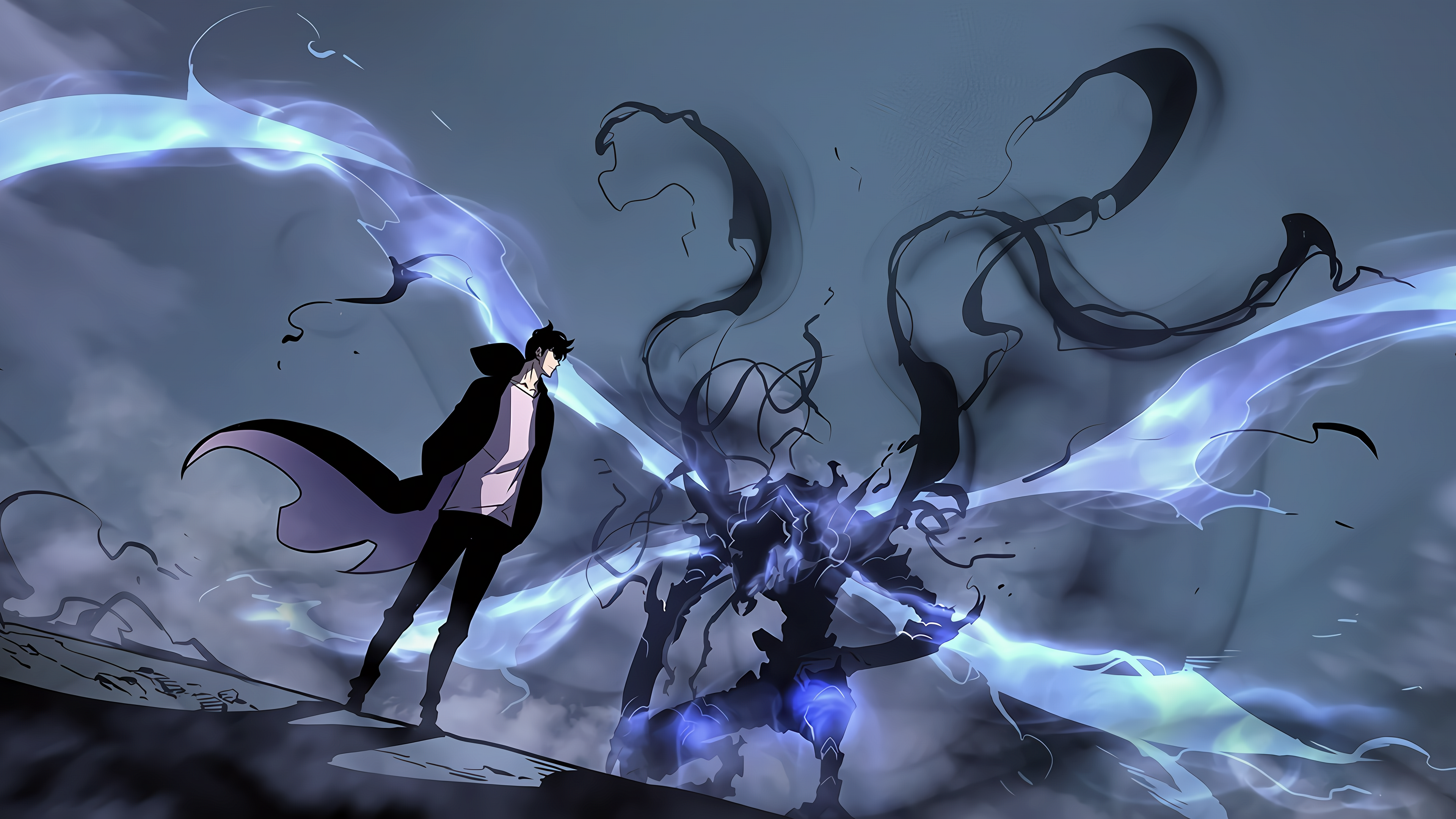 4K Sung Jin Woo vs Shadow Monster Solo Leveling HD Wallpaper