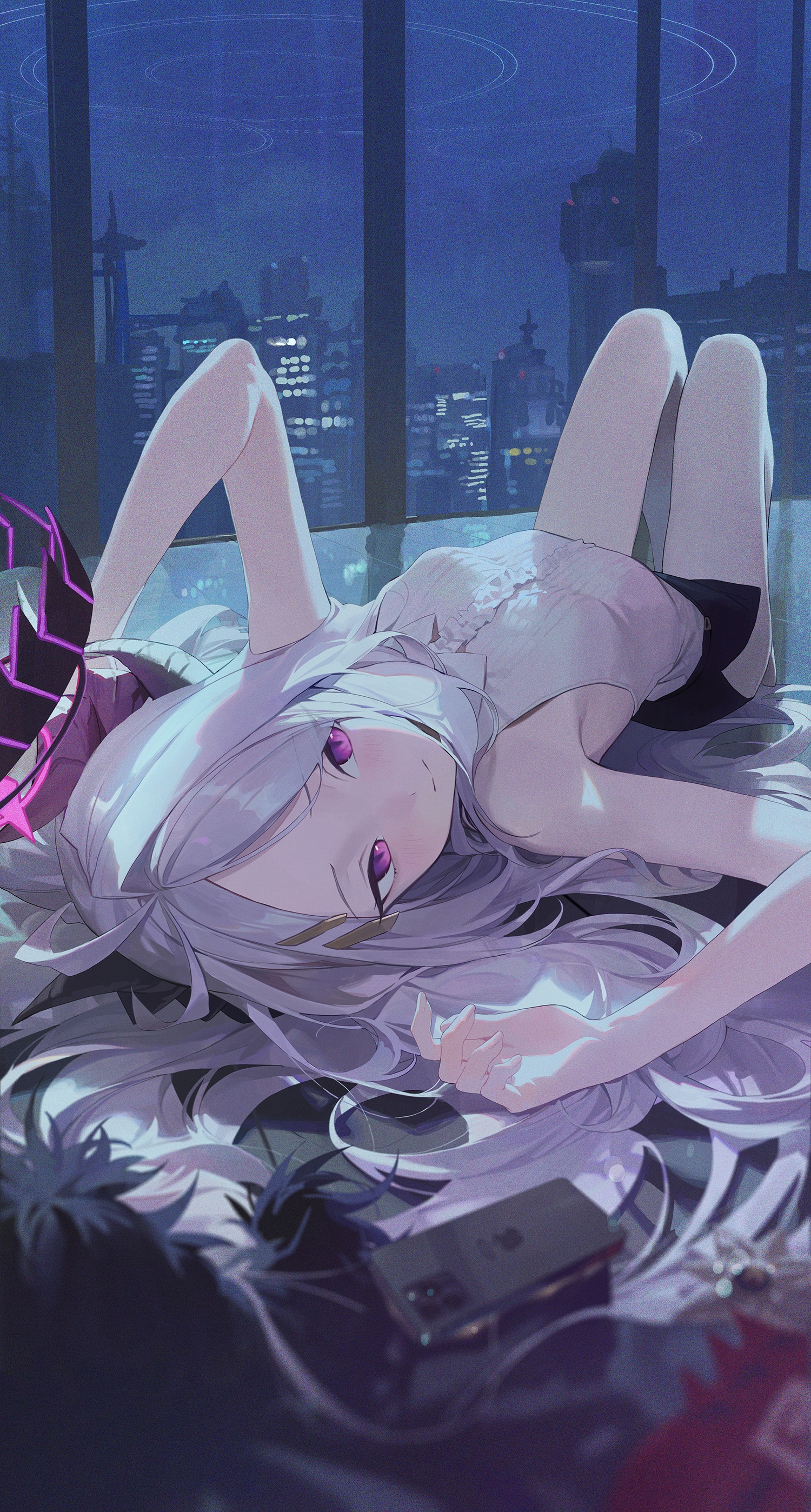 Sorasaki Hina from Blue Archive lying down HD Phone Wallpaper