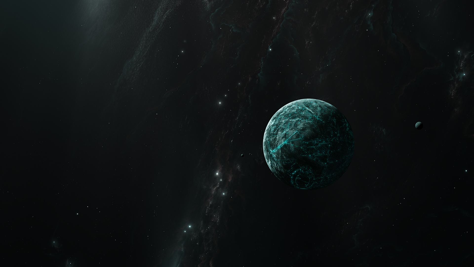 A glowing planet in a dark galaxy HD Wallpaper