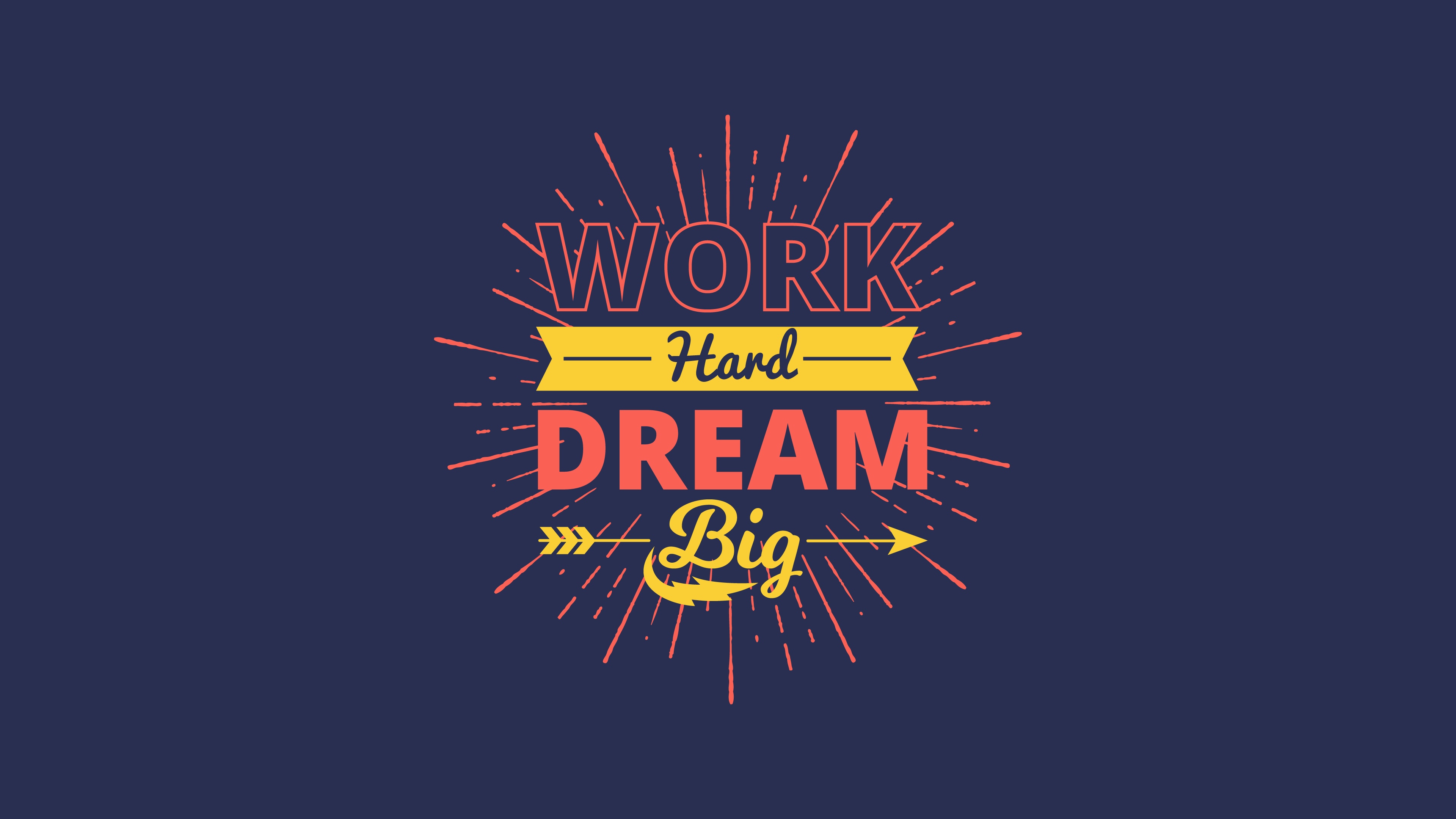 Work Hard Dream Big typography quote HD Wallpaper