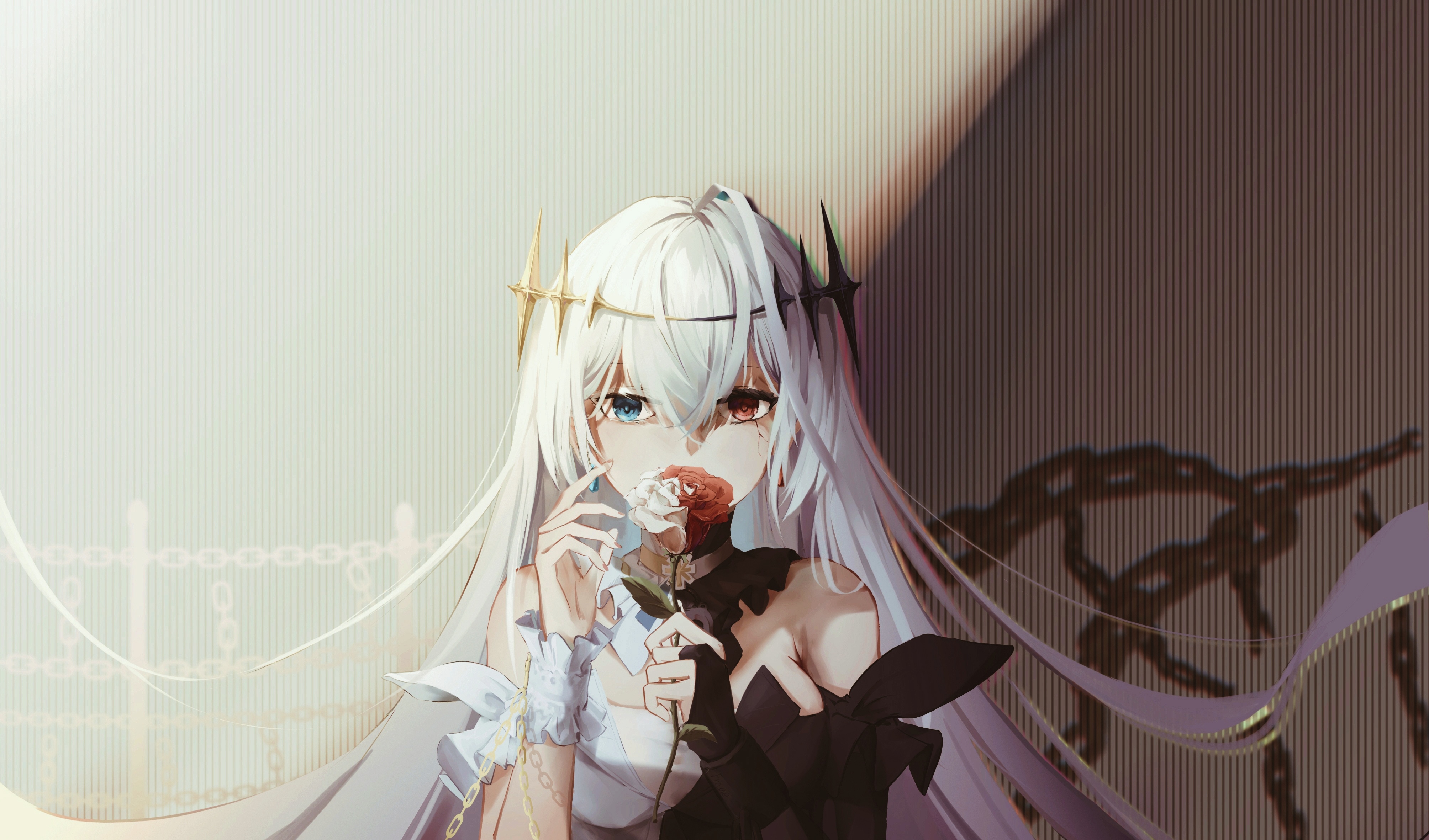 Azur Lane Emden fan art with a rose HD Wallpaper