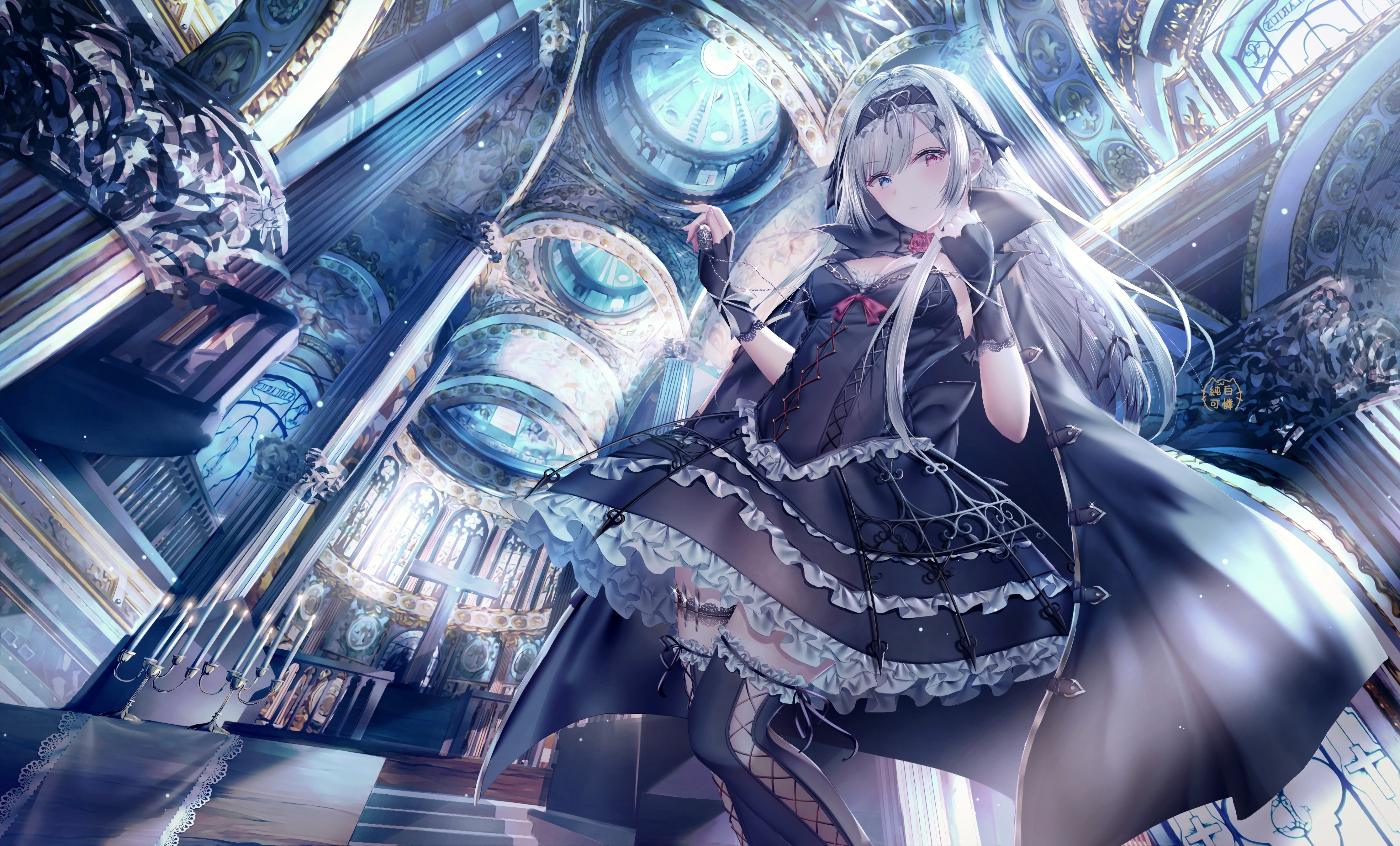 4K Junpaku Karen in a Gothic Cathedral HD Wallpaper