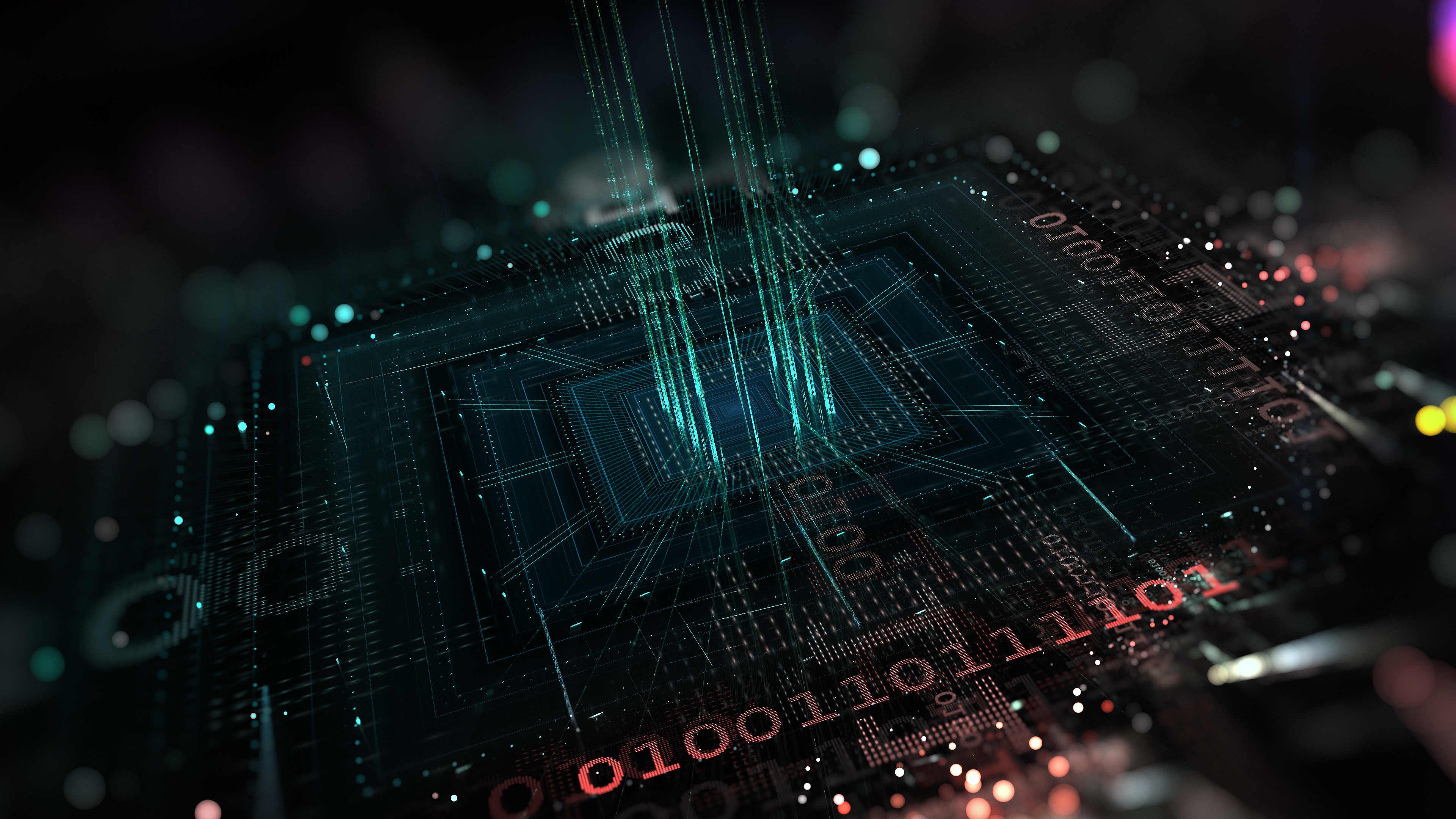 Abstract Digital Circuitry with Binary Code HD Wallpaper