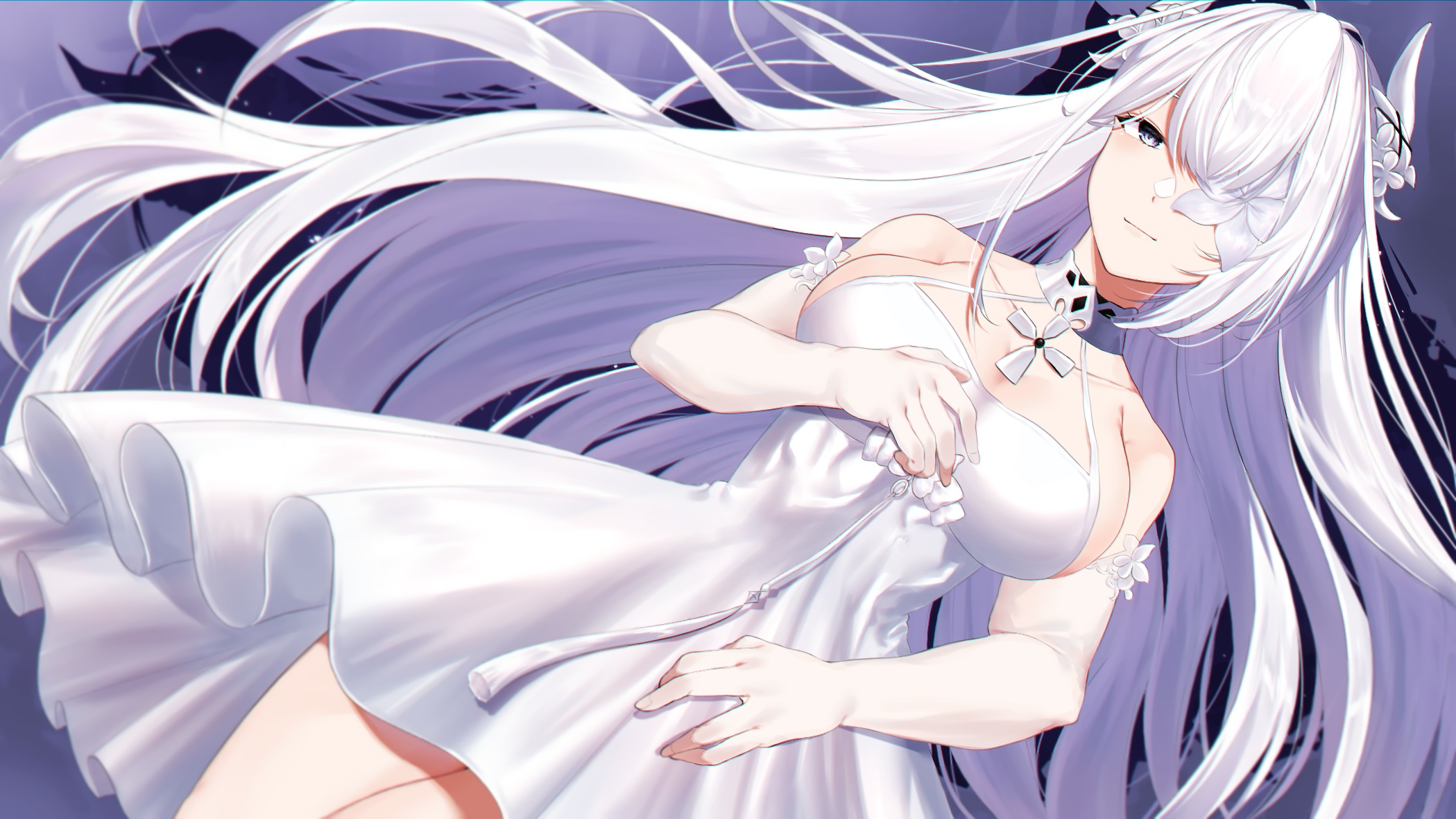 Azur Lane Emden fan art with white hair HD Wallpaper