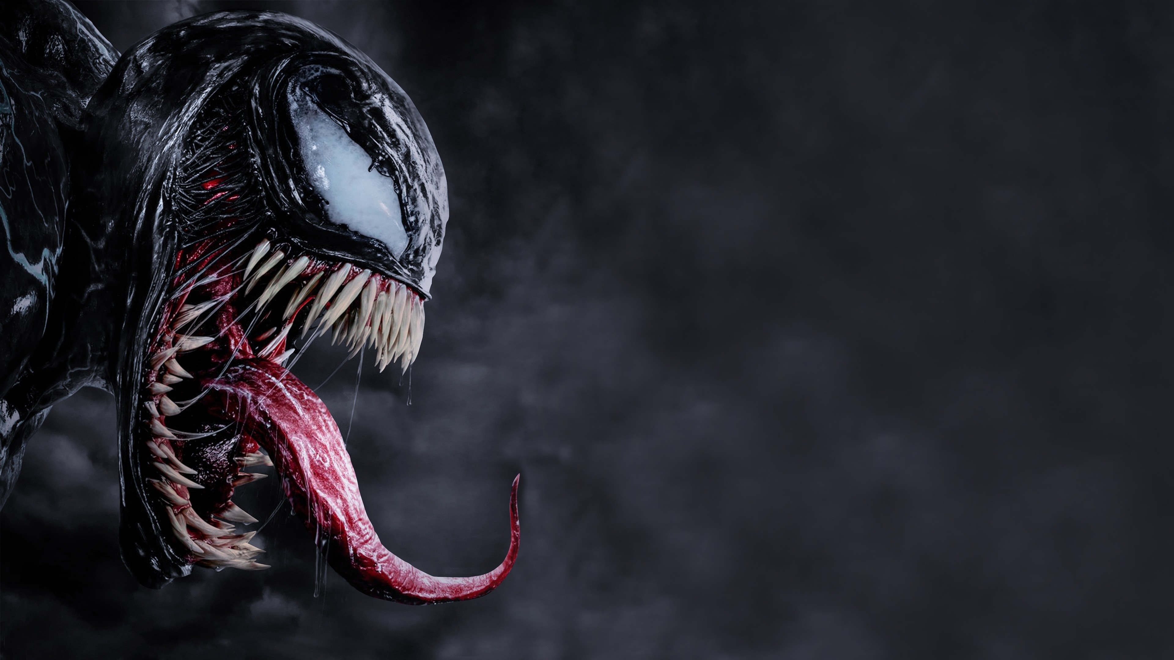 4K Venom movie creature with white eyes HD Wallpaper
