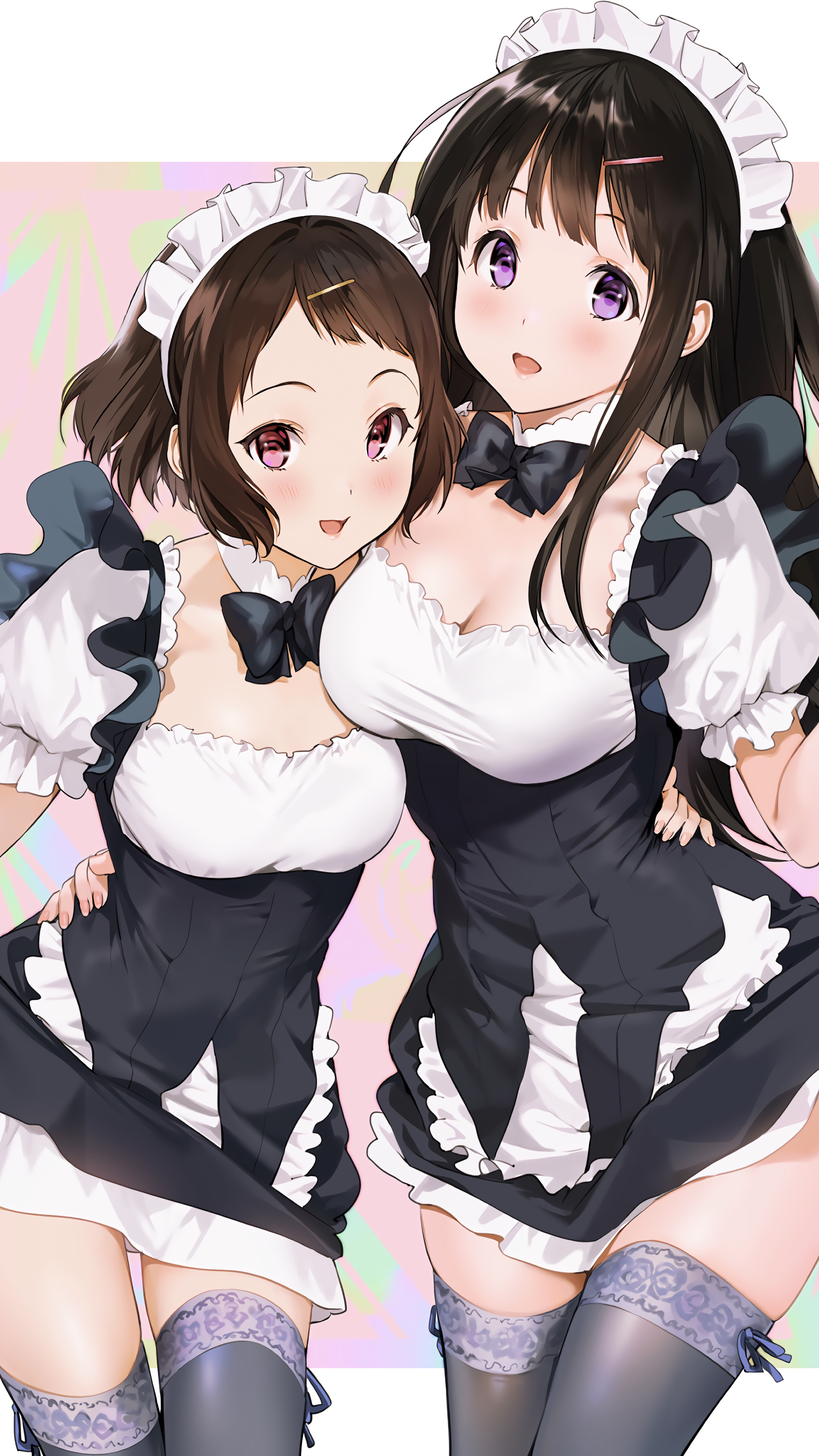 Chitanda Eru and another girl in maid outfits HD Phone Wallpaper