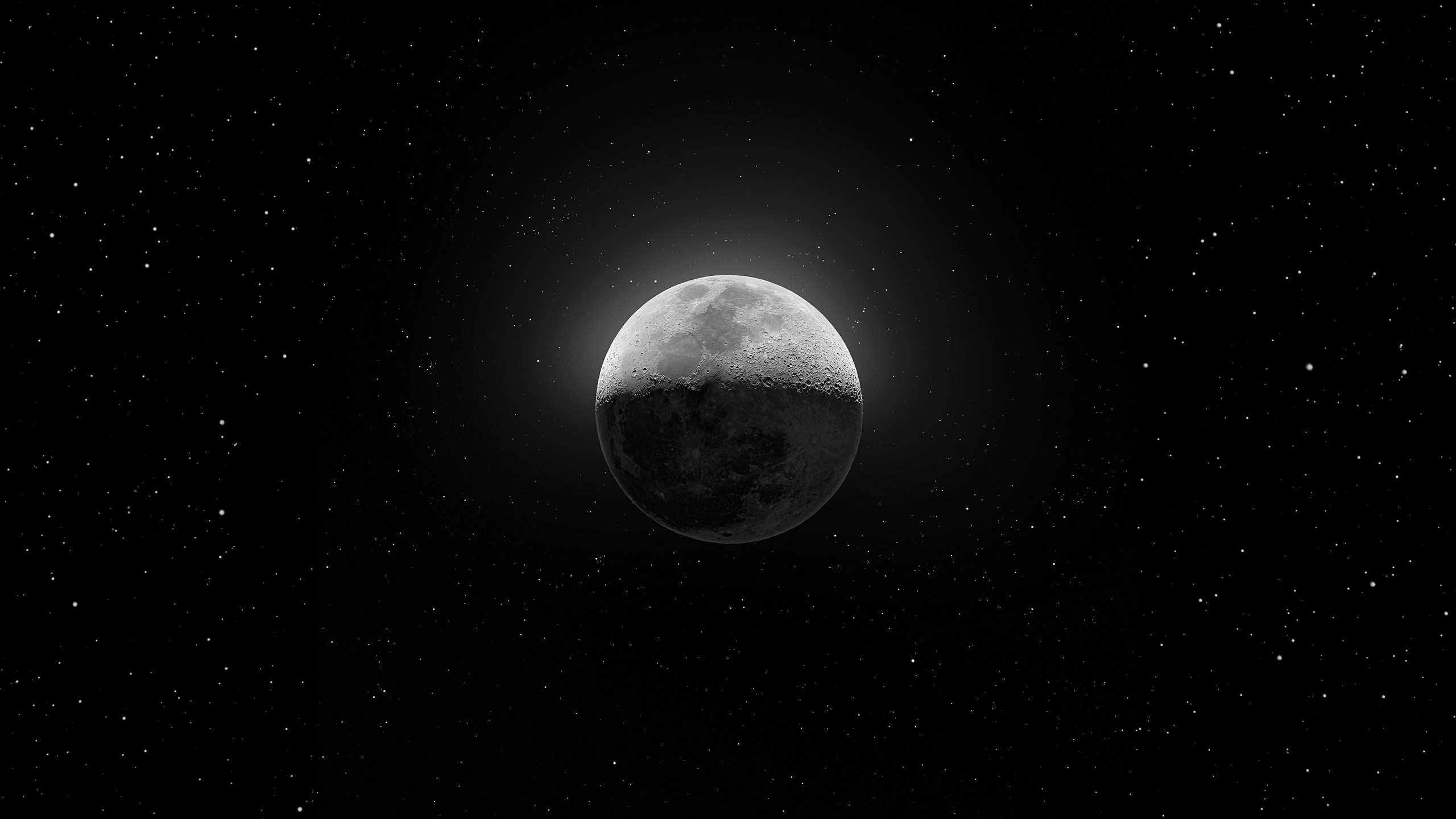 The Moon and Stars in Space HD Wallpaper