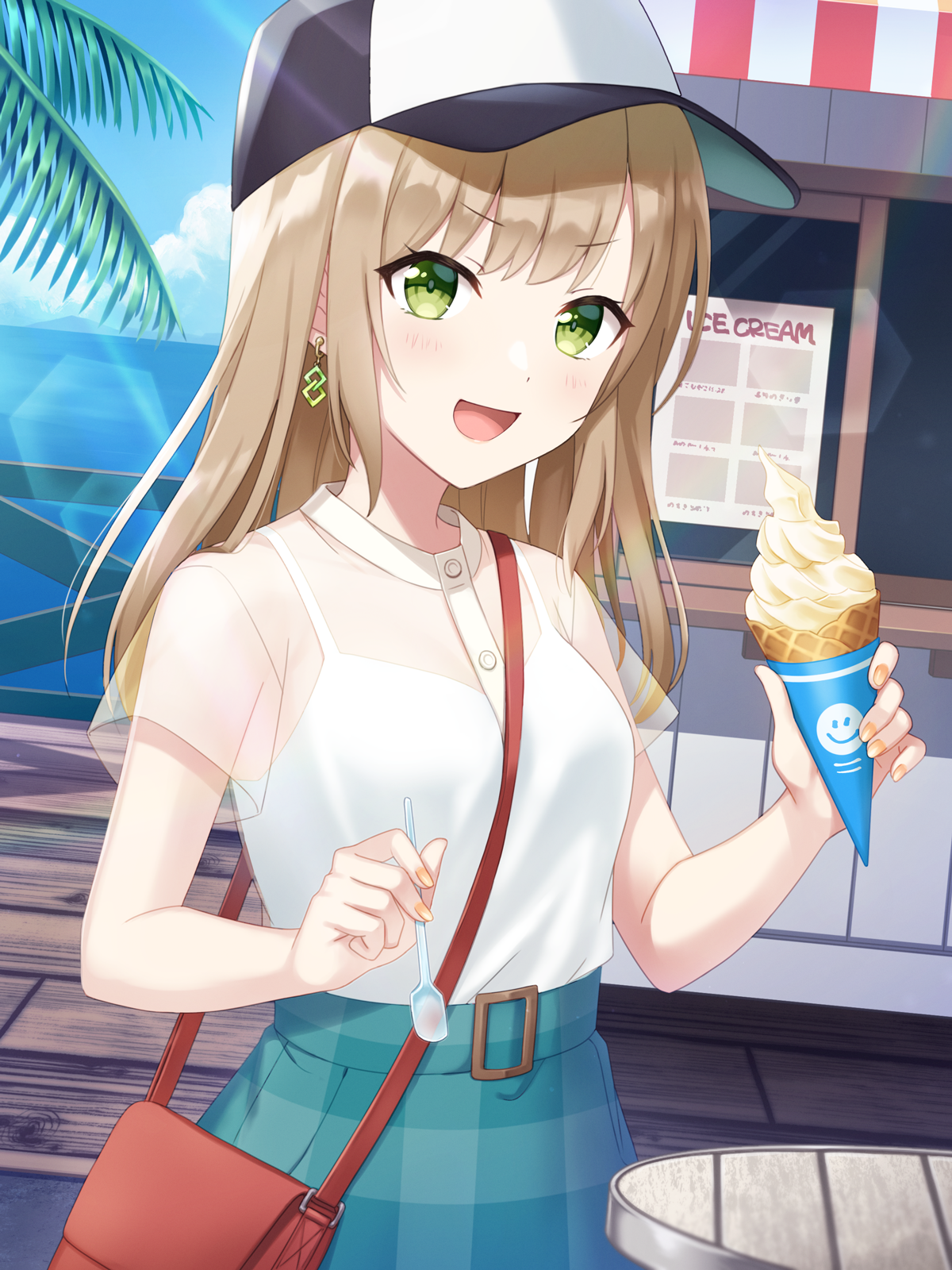 Girl with blonde hair eating ice cream HD Phone Wallpaper