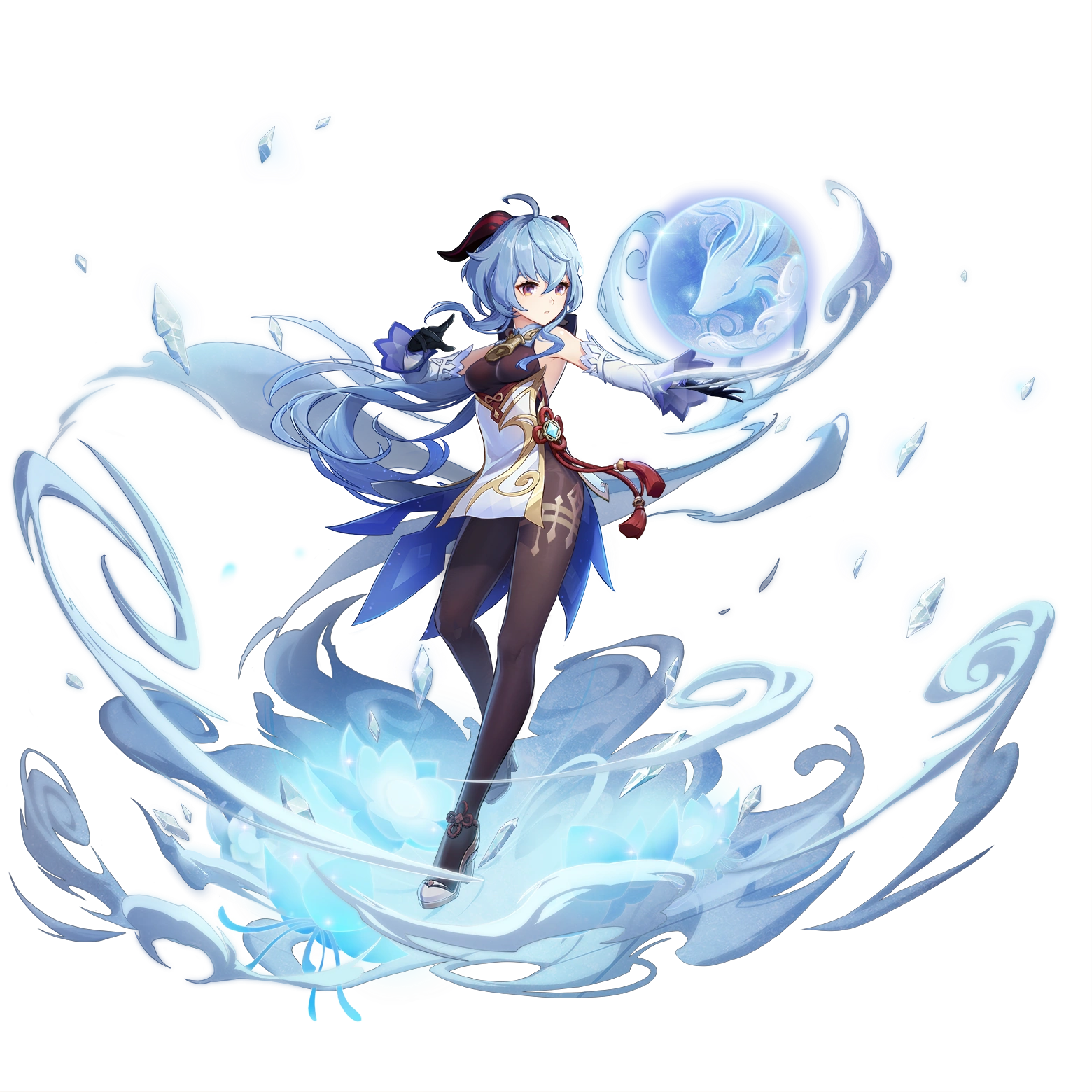 Ganyu from Genshin Impact holding a blue orb HD Wallpaper