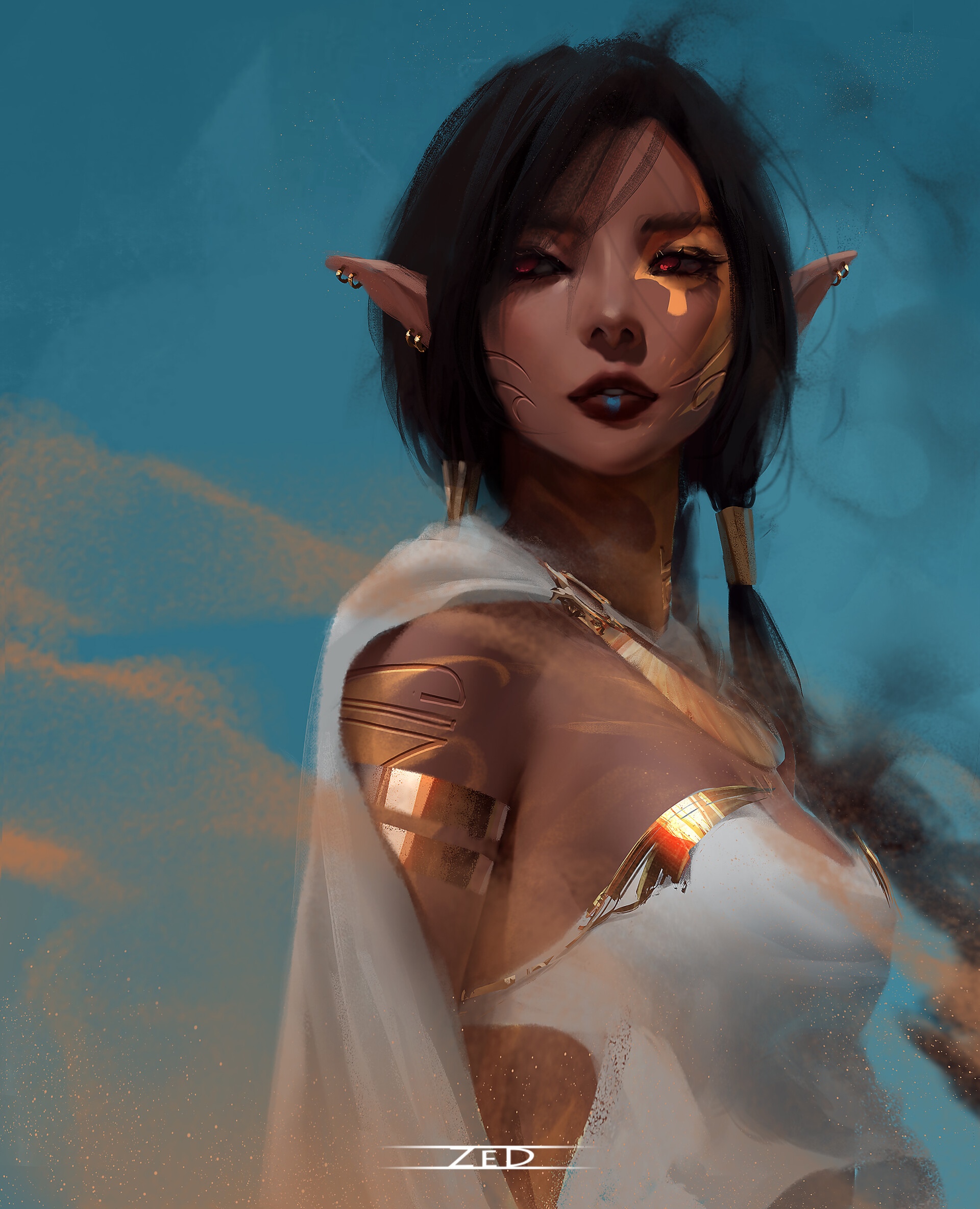 Digital painting of a fantasy elf girl by Trungbui HD Phone Wallpaper