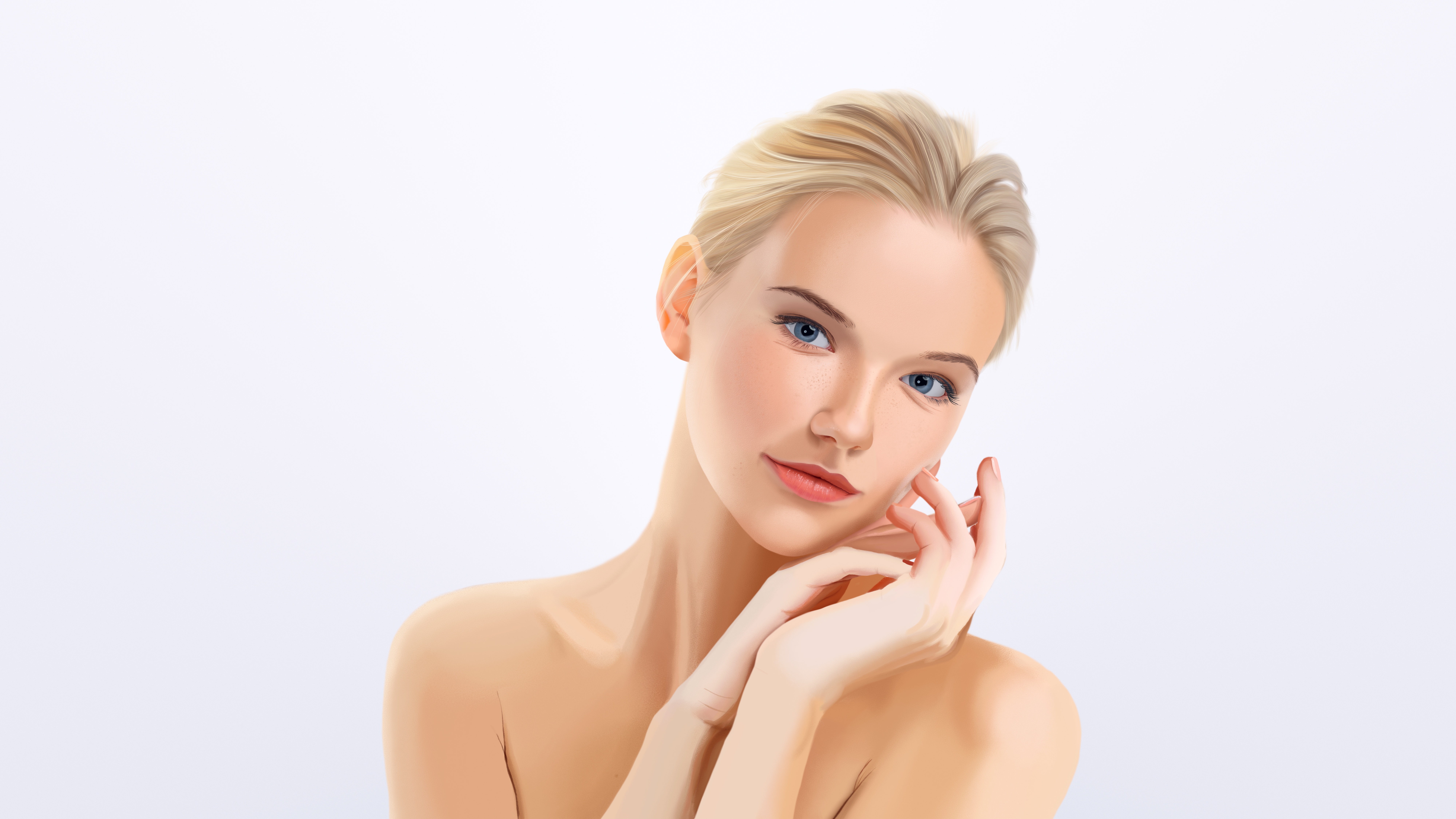 4K drawing of a blonde woman HD Wallpaper