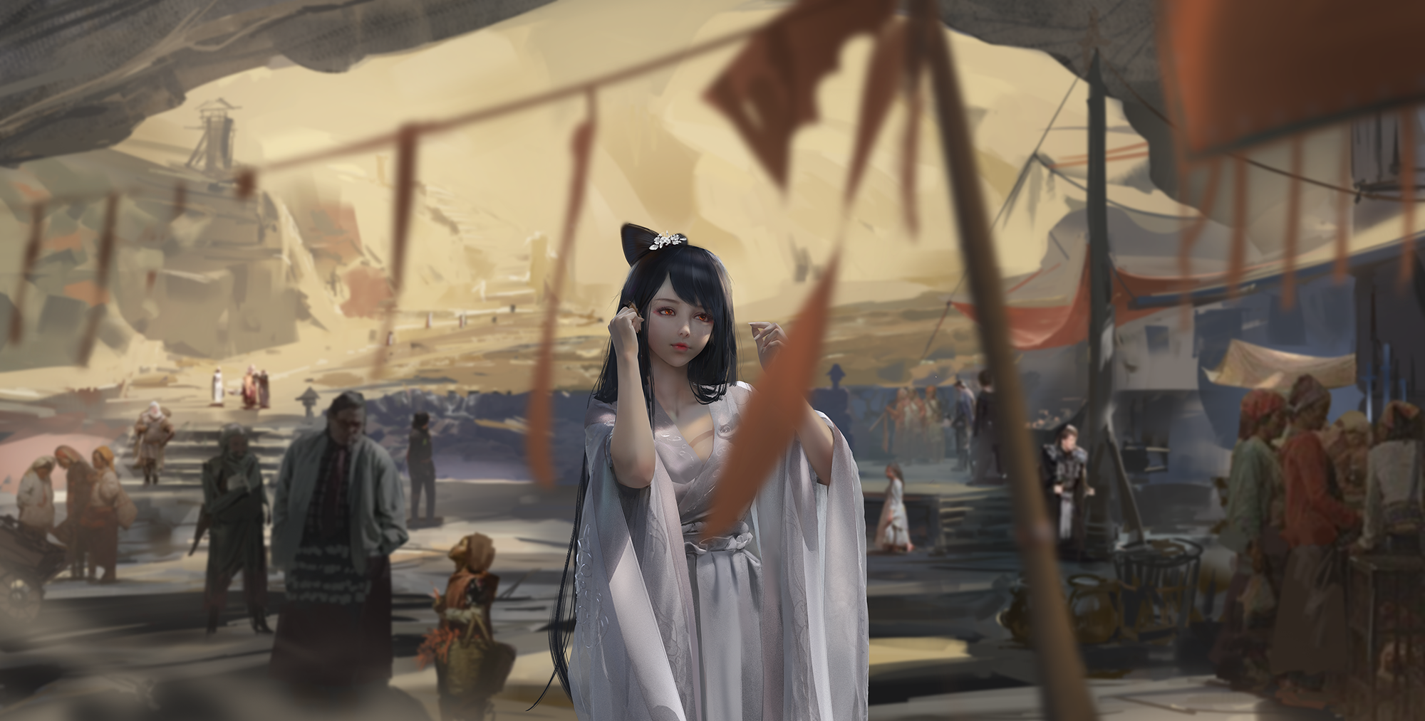 Ydiya Kai in a fantasy marketplace HD Wallpaper
