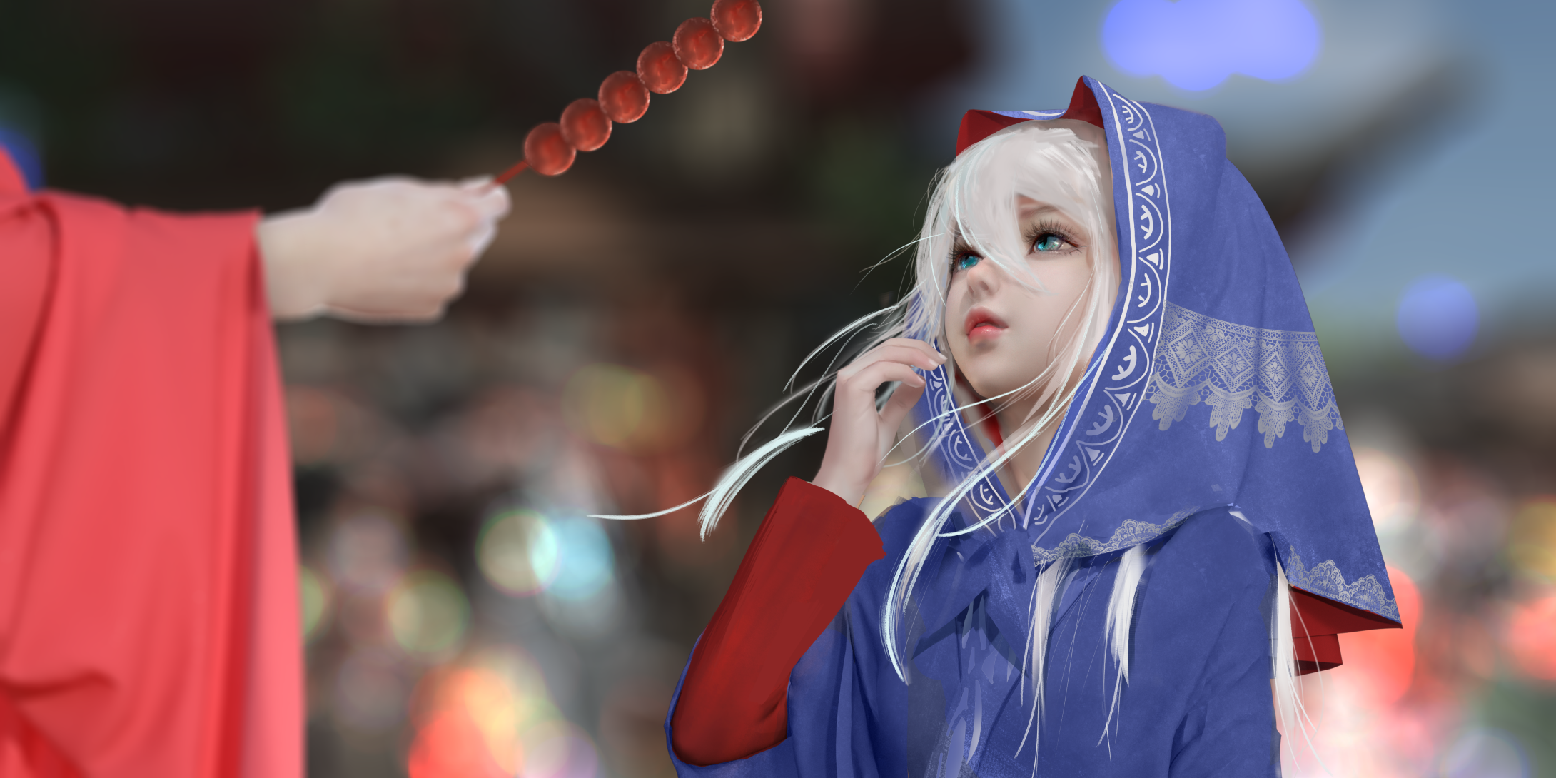 Ydiya Kai with blue eyes wearing a blue hood HD Wallpaper